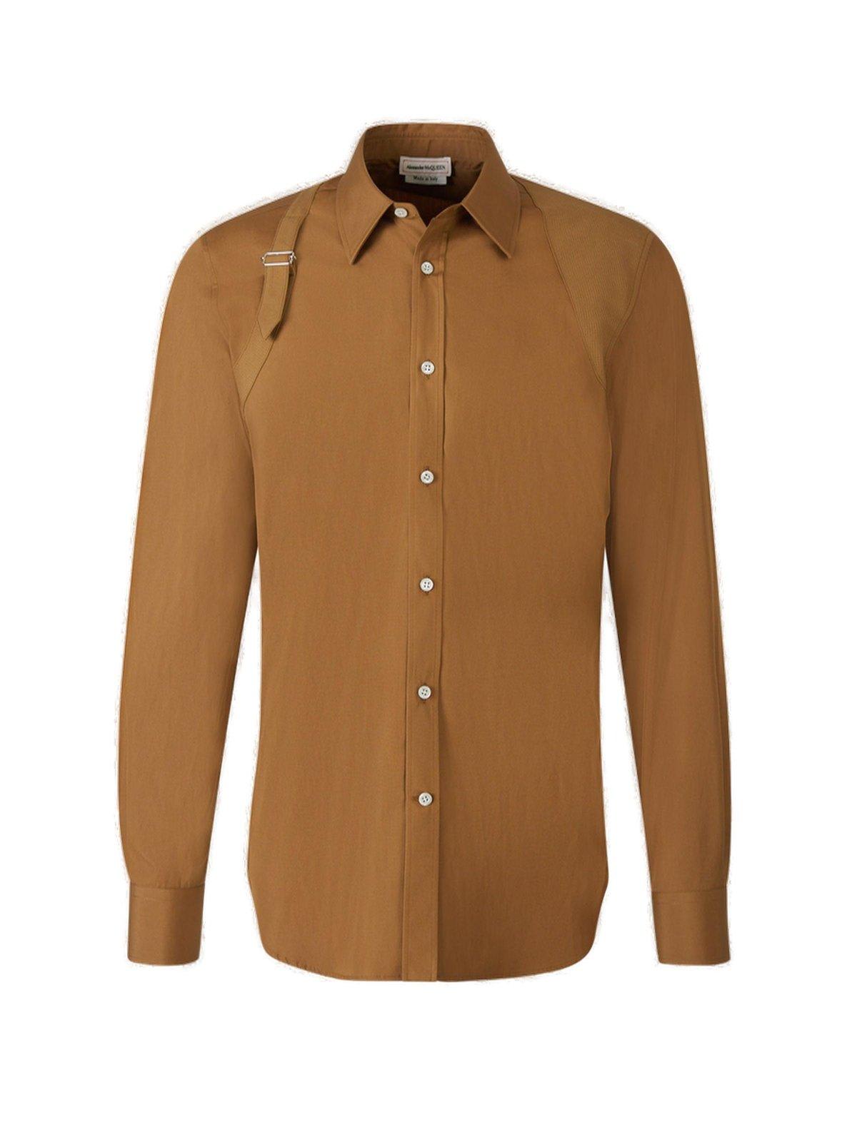 Shop Alexander Mcqueen Harness Buckle Long Sleeved Shirt In Brown