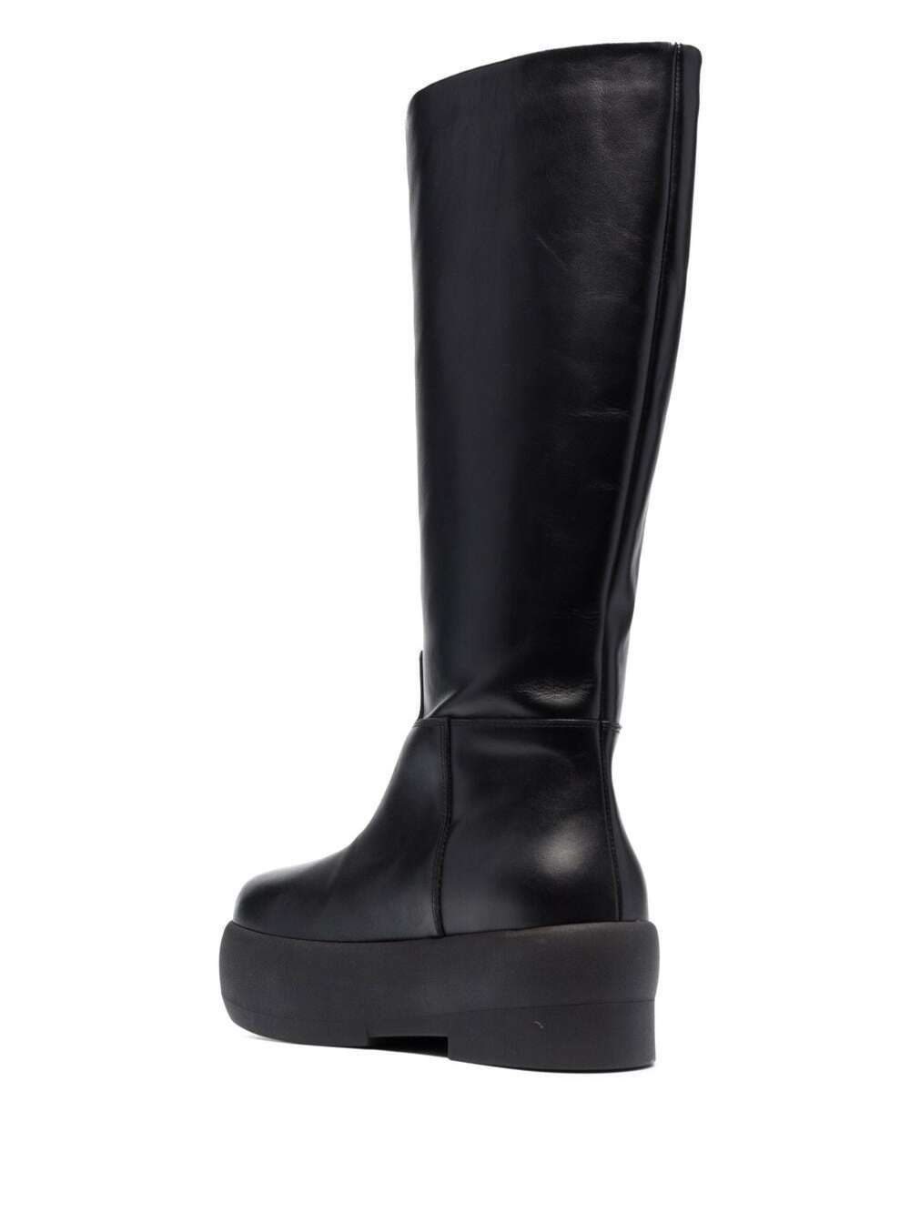 Shop Gia Borghini Black Slip-on Boots With Platform In Smooth Leather Woman