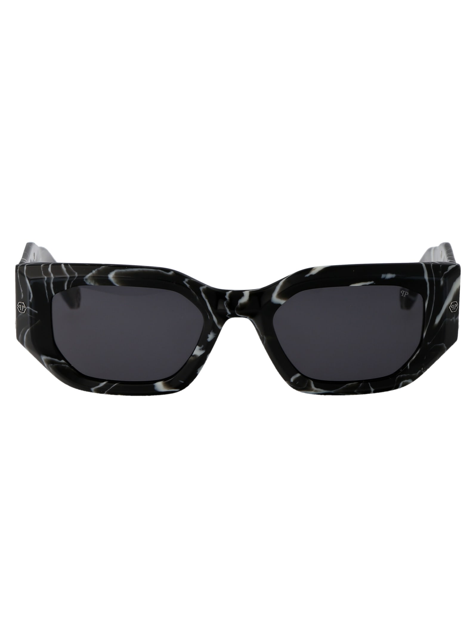 Shop Philipp Plein Spp066m Sunglasses In 0z21 Nero Marmorizzato