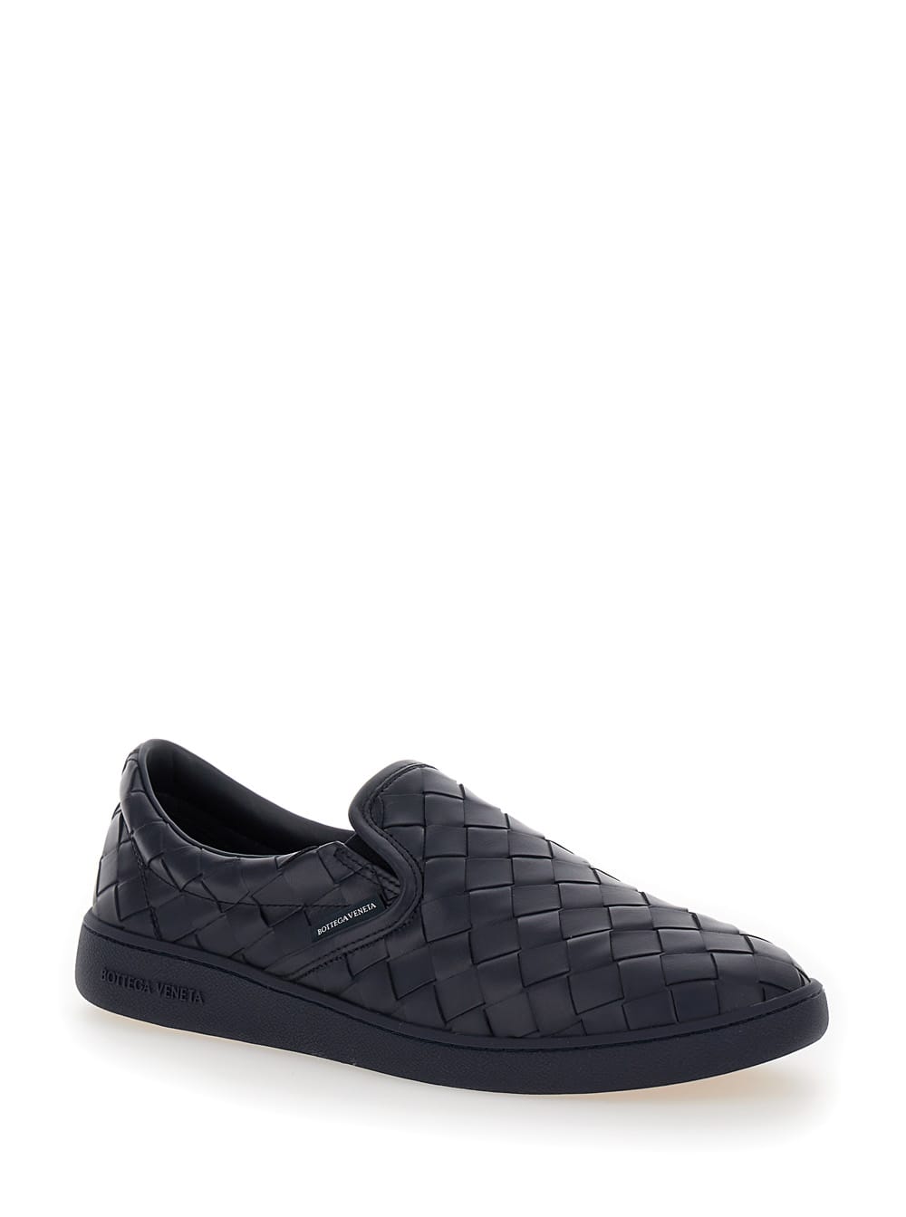 Bottega Veneta Sawyer Blue Slip-on Sneakers With Logo Detail And Intreccio Motif In Leather Man