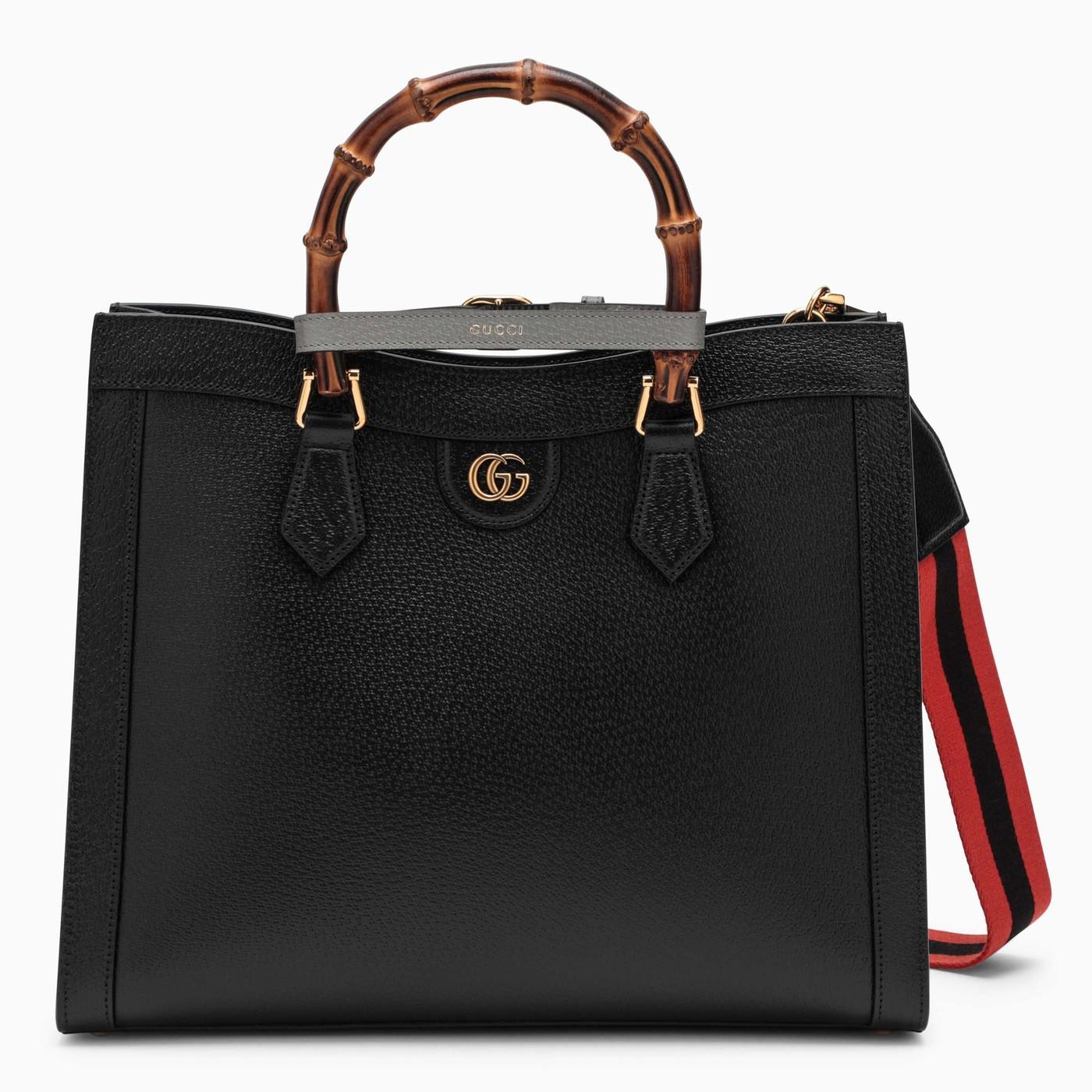 Diana Black Medium Tote Bag