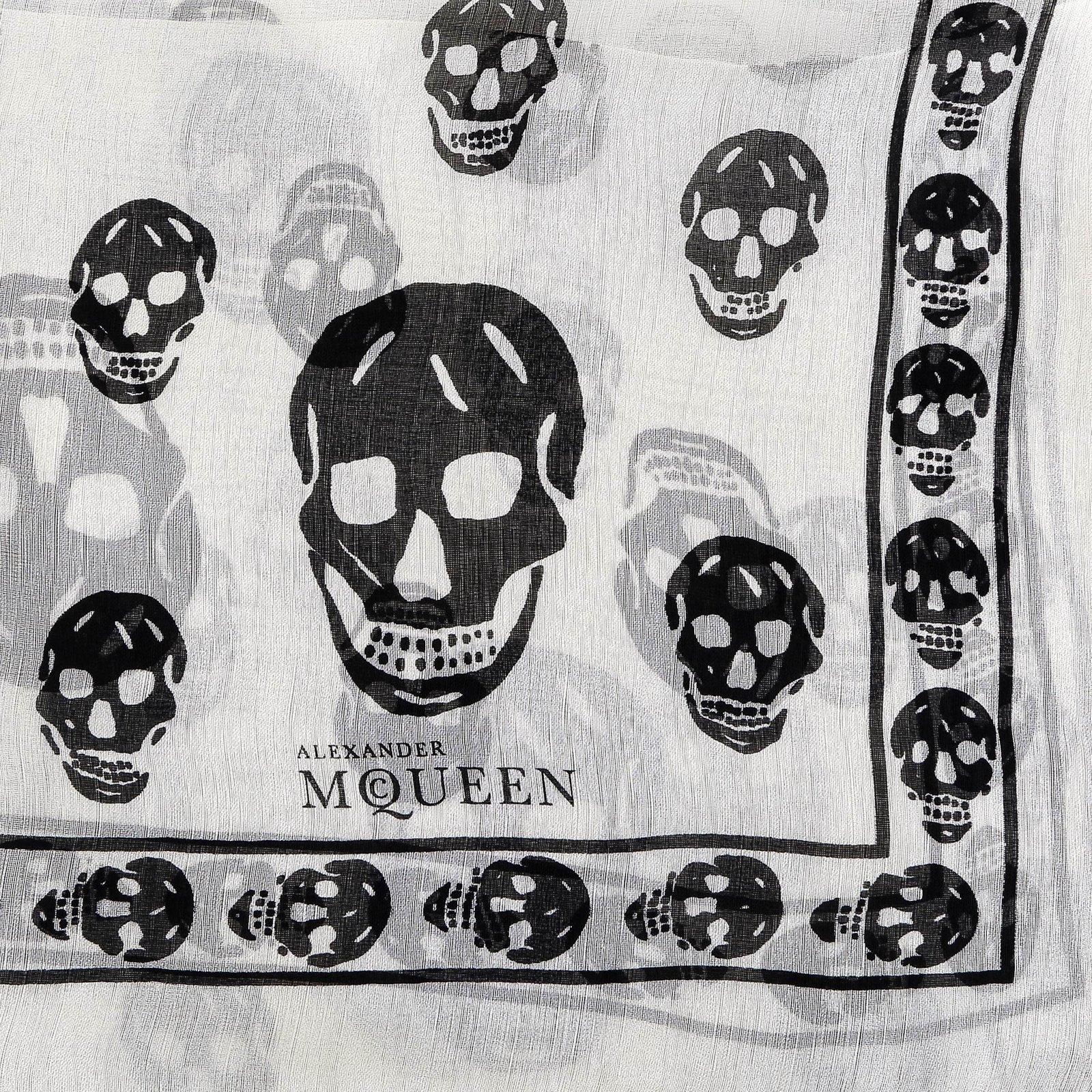 Shop Alexander Mcqueen Skull Printed Scarf In White