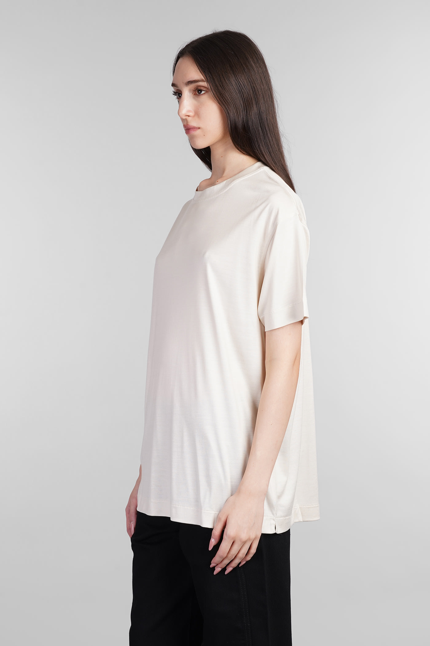 Shop Lemaire T-shirt In Beige Silk