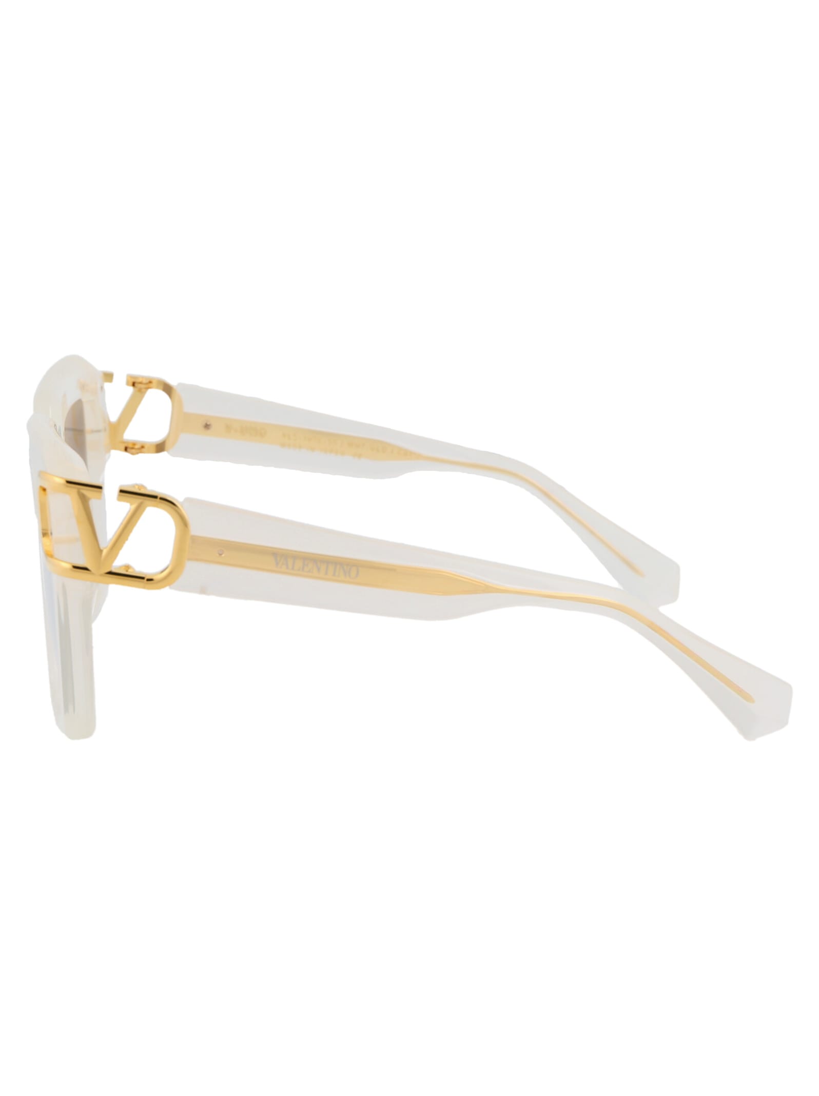 Shop Valentino V - Uno Sunglasses In 107c Wht - Gld