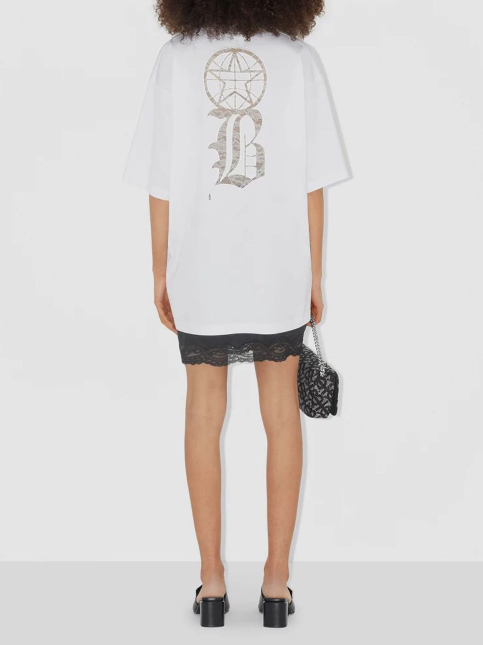 Shop Burberry Lace Logo T-shirt In White