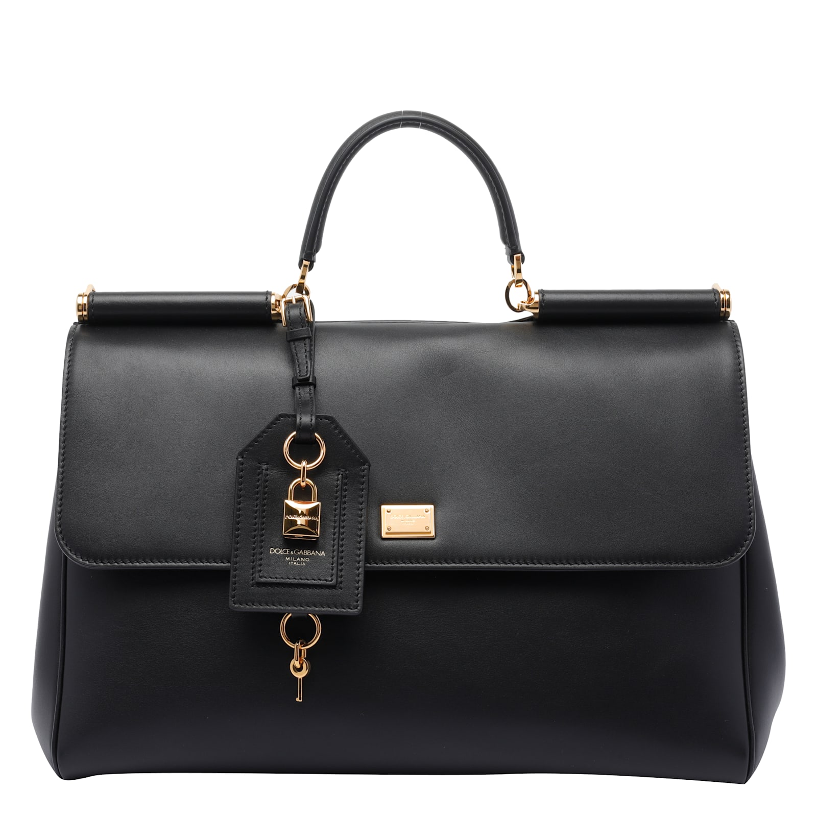 Dolce & Gabbana Black Handbag With Padlock Detail And Adjustable And Removable Shoulder Strap In Black