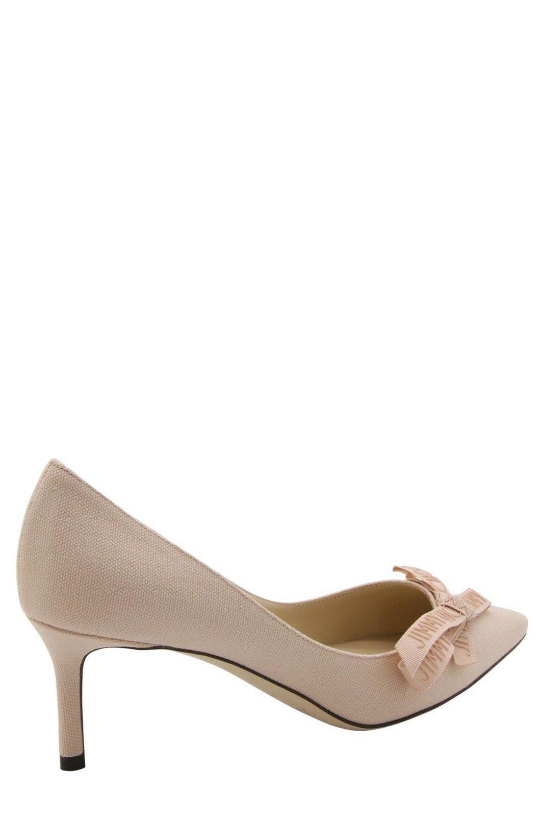 Shop Jimmy Choo Romy Bow Detailed Pointed Toe Pumps In Rosa
