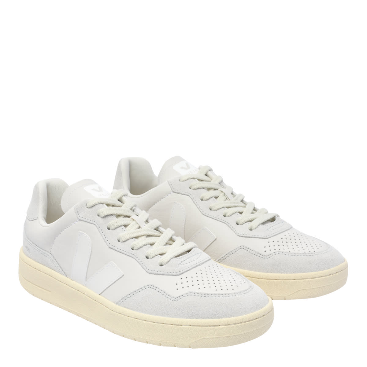 Shop Veja V-90 Sneakers In White