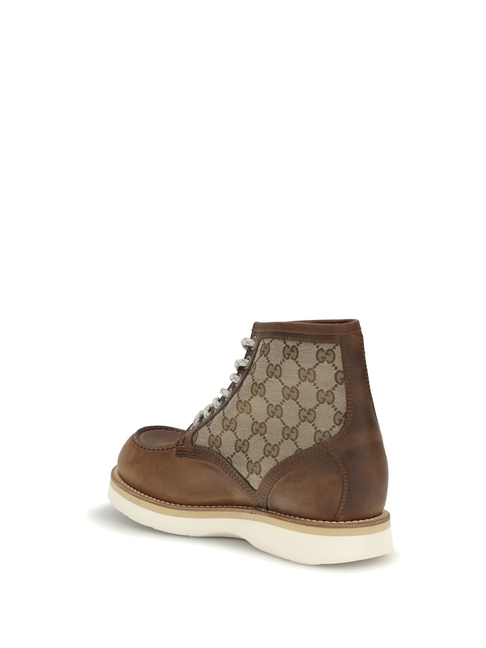 Gucci Laced Ankle Boot With Gg Insert Men