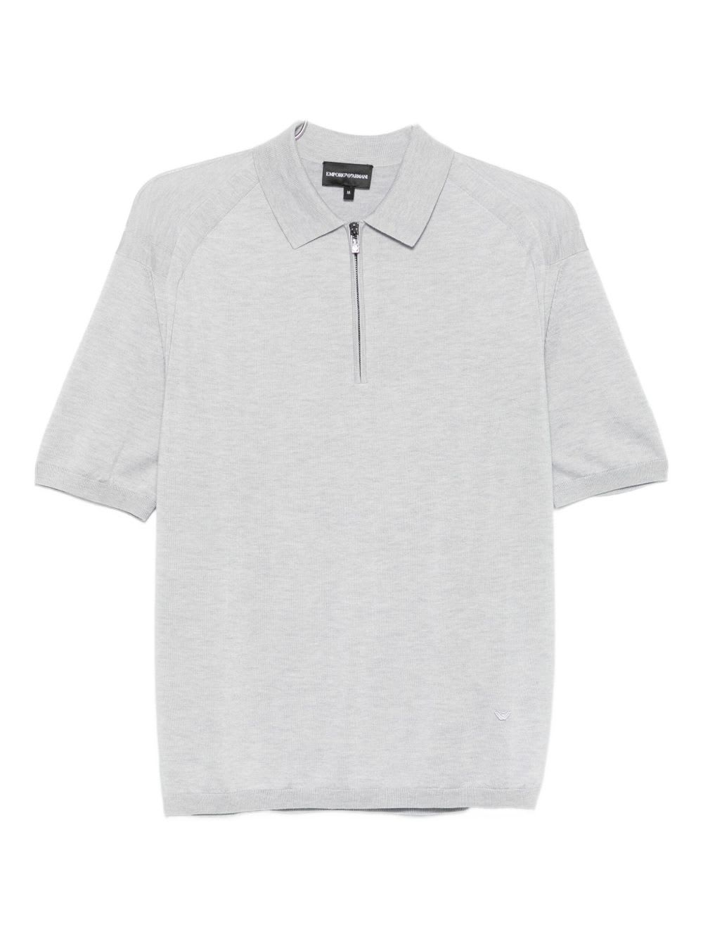 Emporio Armani Wool Blend Polo Shirt In Gray