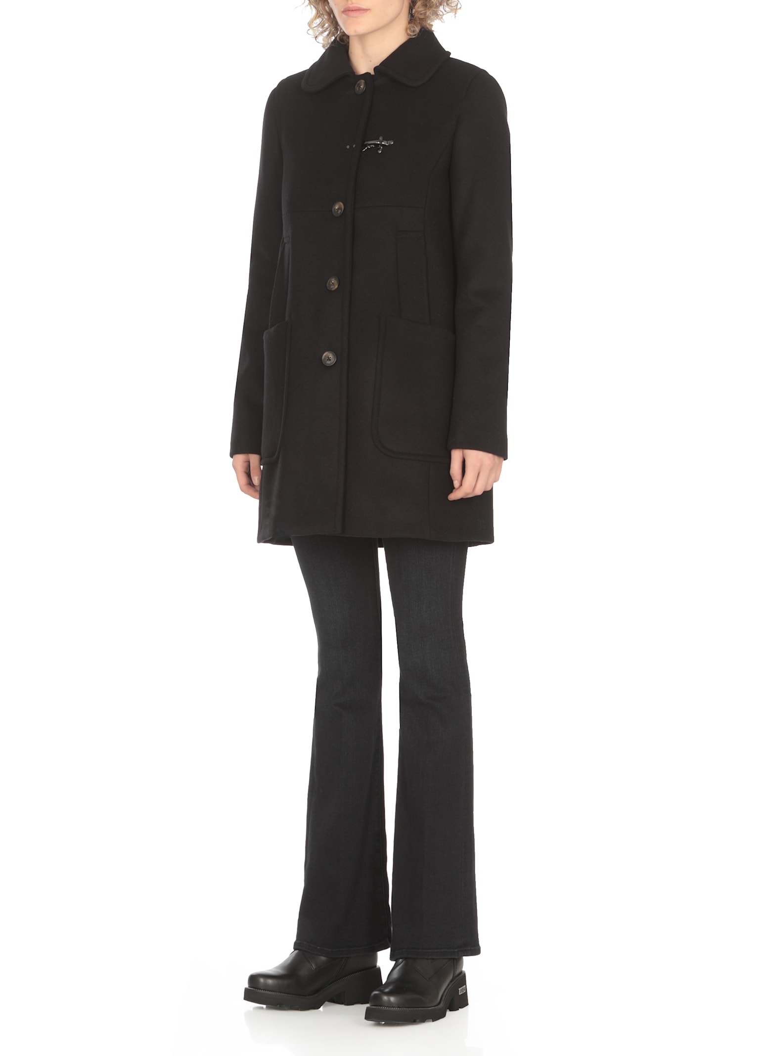 Fay Wool And Cashmere Coat In Black