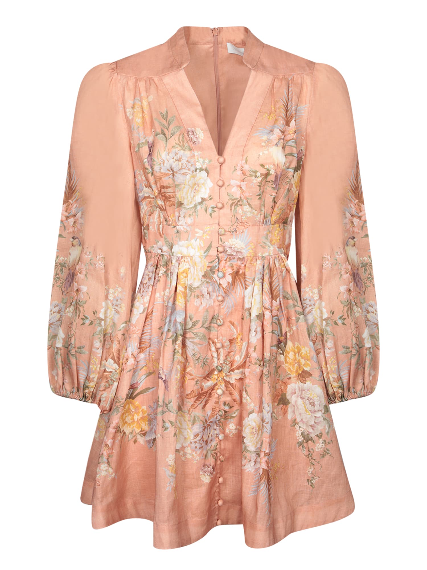 Zimmermann Plunge Floral Pink Multicolor Mini Dress