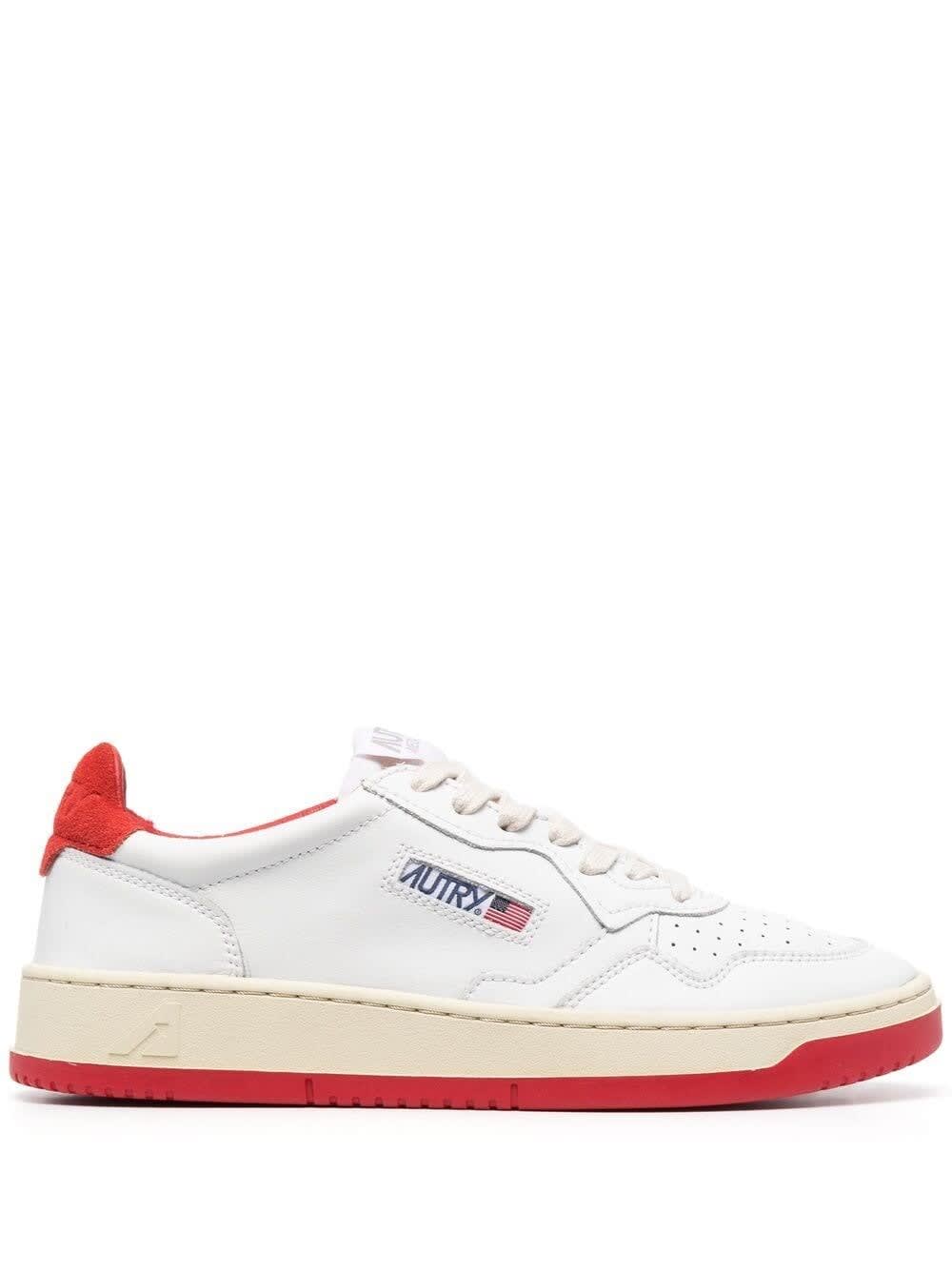 Autry 01 Low Sneakers In White And Red Leather