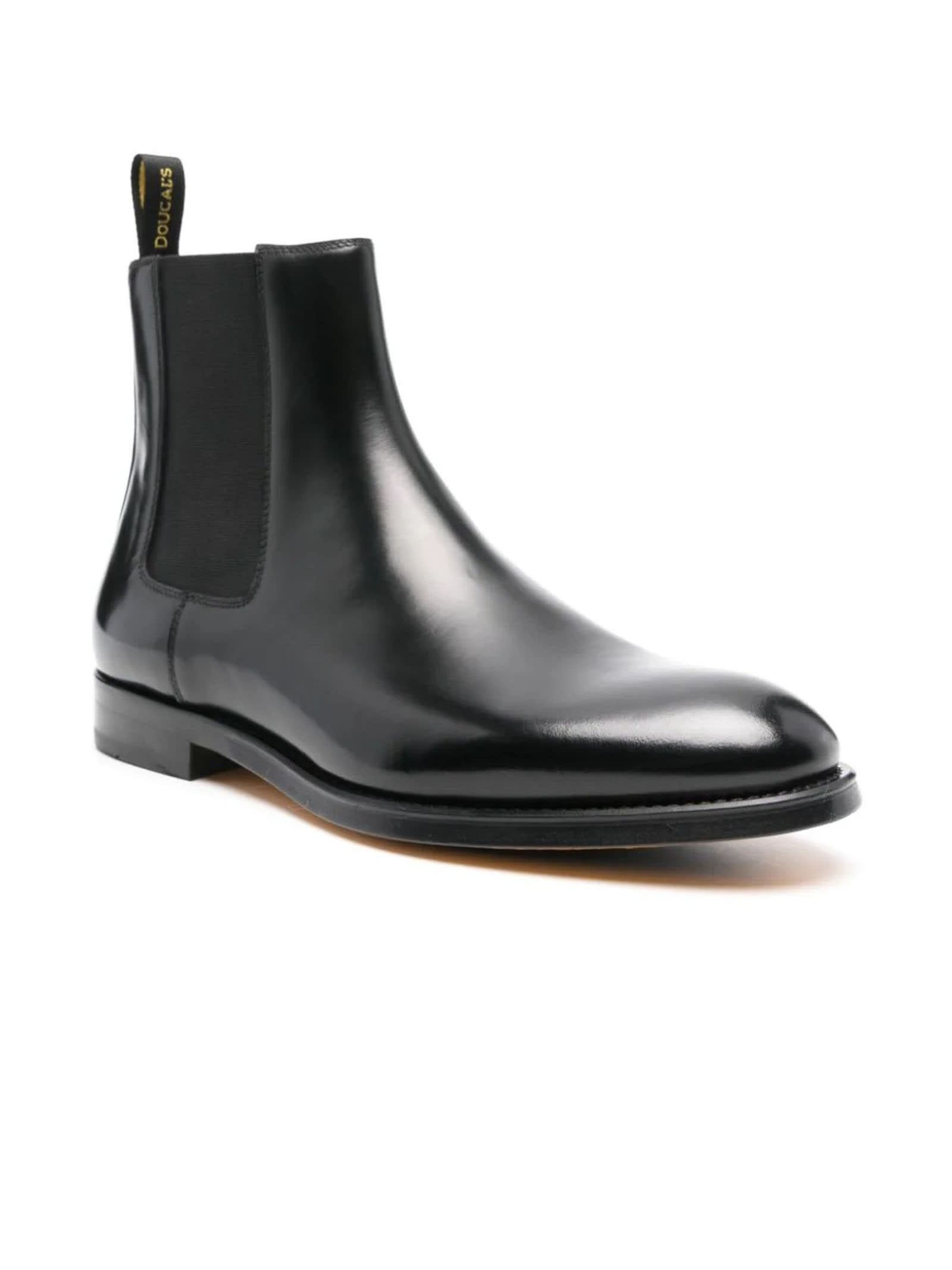 Shop Doucal's Black Calf Leather Boots