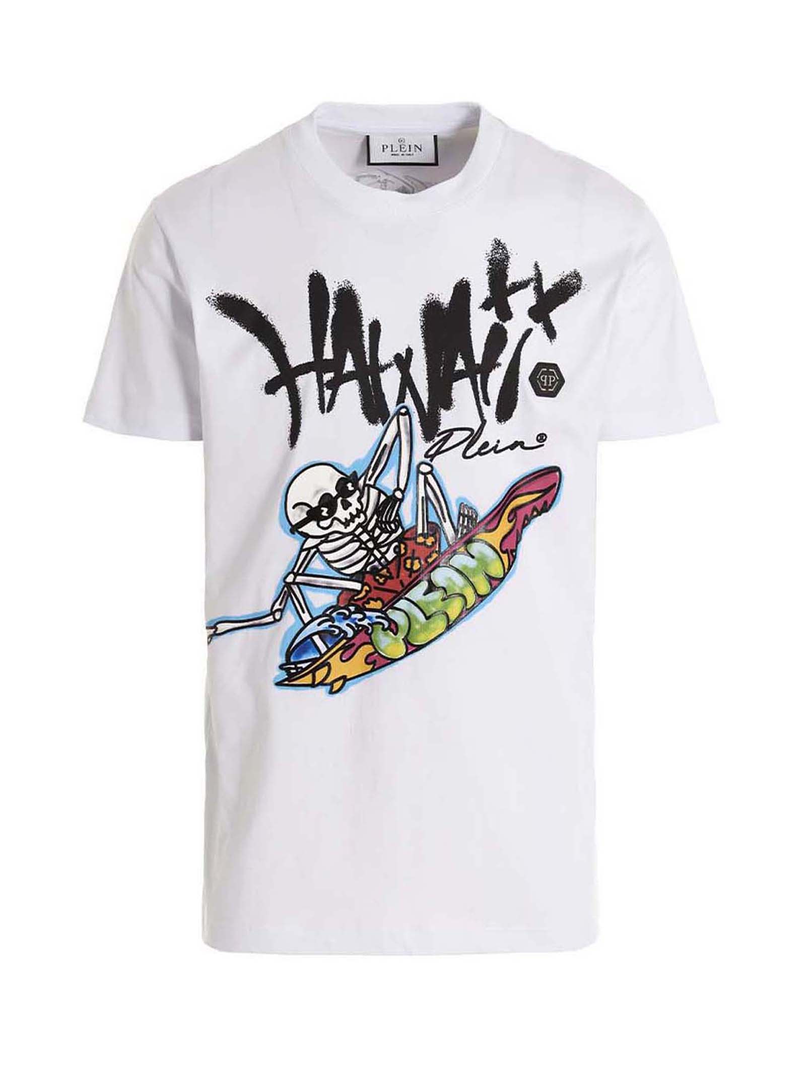 Philipp Plein T-shirt Mit Hawaii-print In White