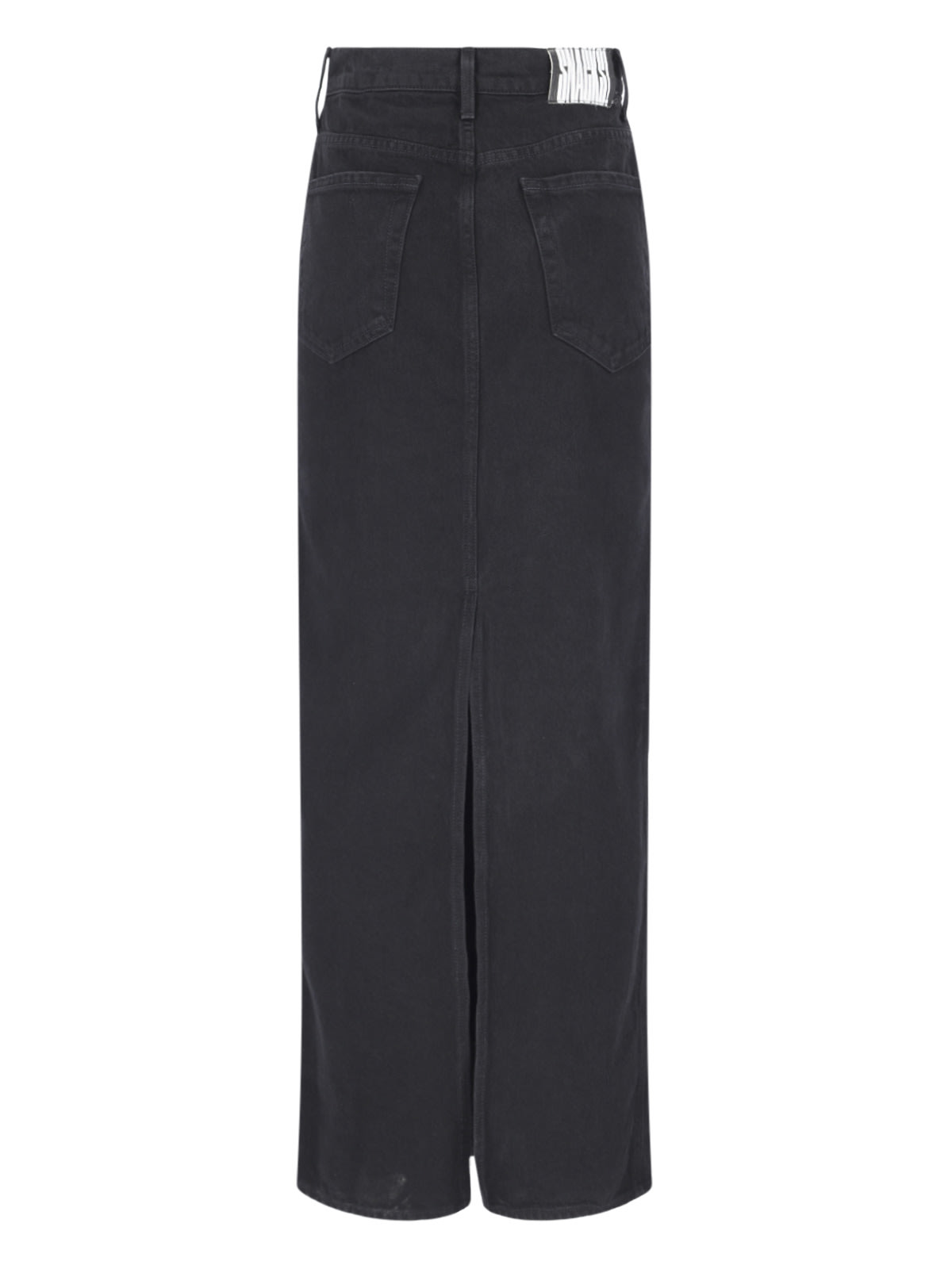 Shop Mother Maxi Denim Skirt In Black
