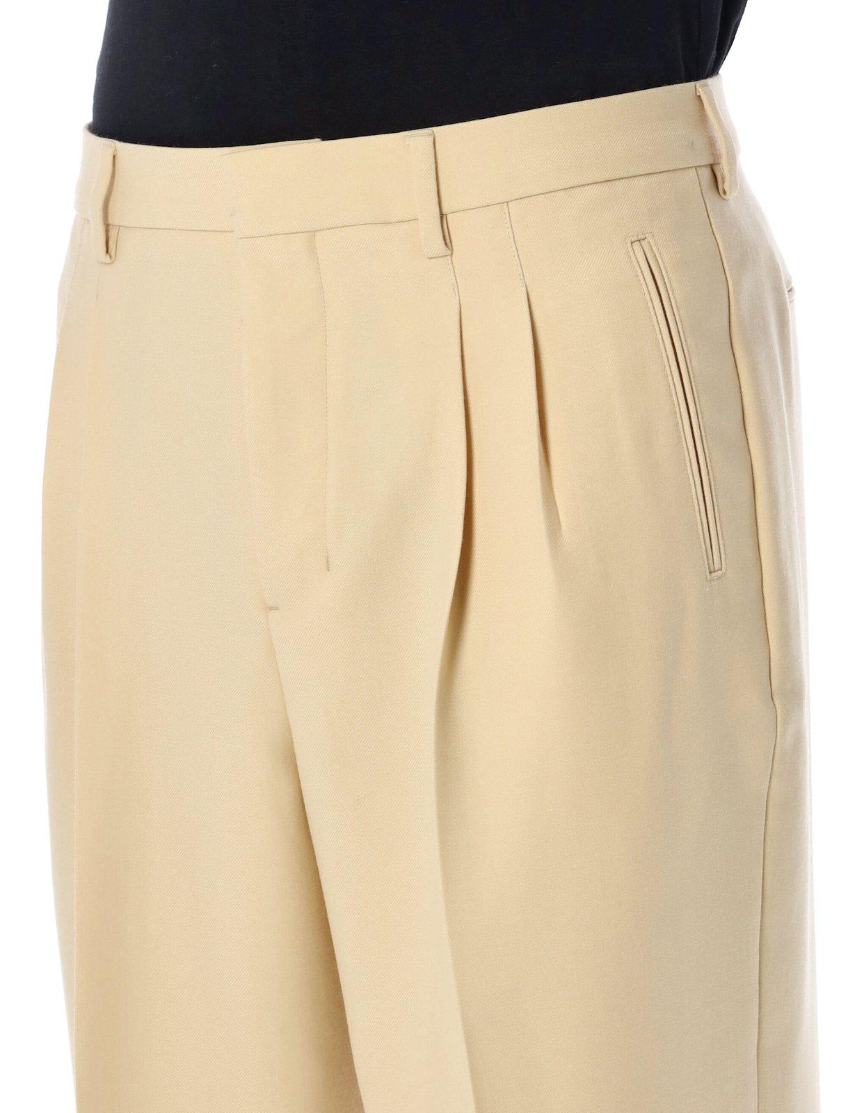 Shop Ami Alexandre Mattiussi Flared Straight Fit Trousers In Cream