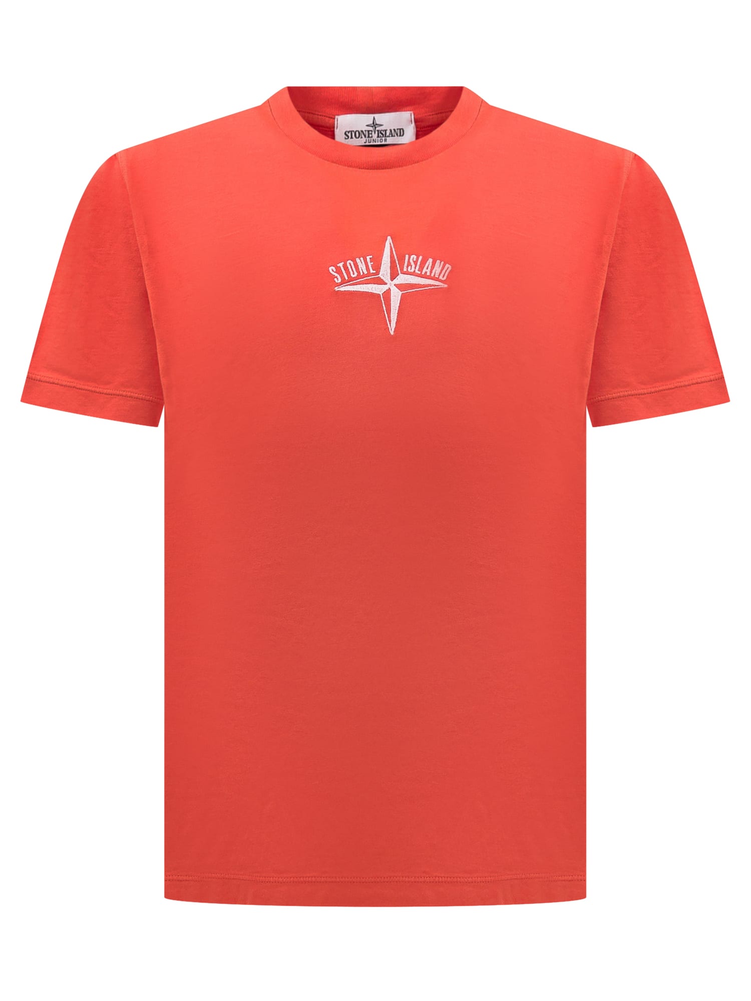Shop Stone Island Junior T-shirt With Logo In Orange Red
