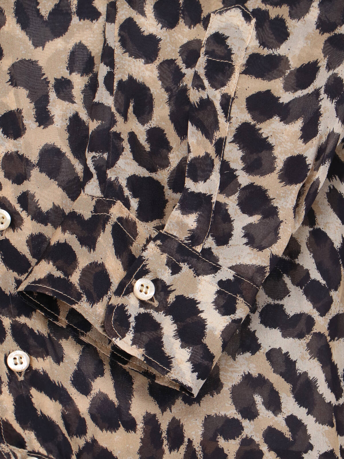 Aspesi Animal Print Collared Neck Long Sleeves Top In Brown