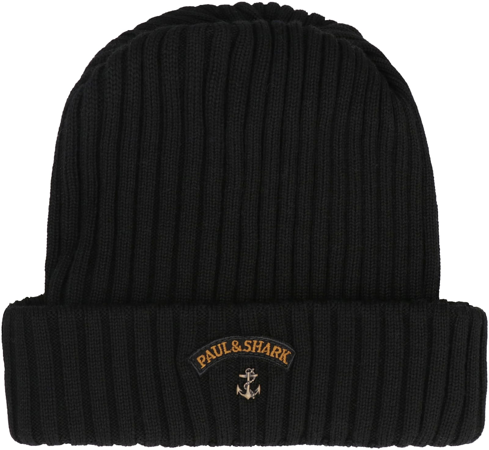 Paul&shark Ribbed Wool Beanie In Black