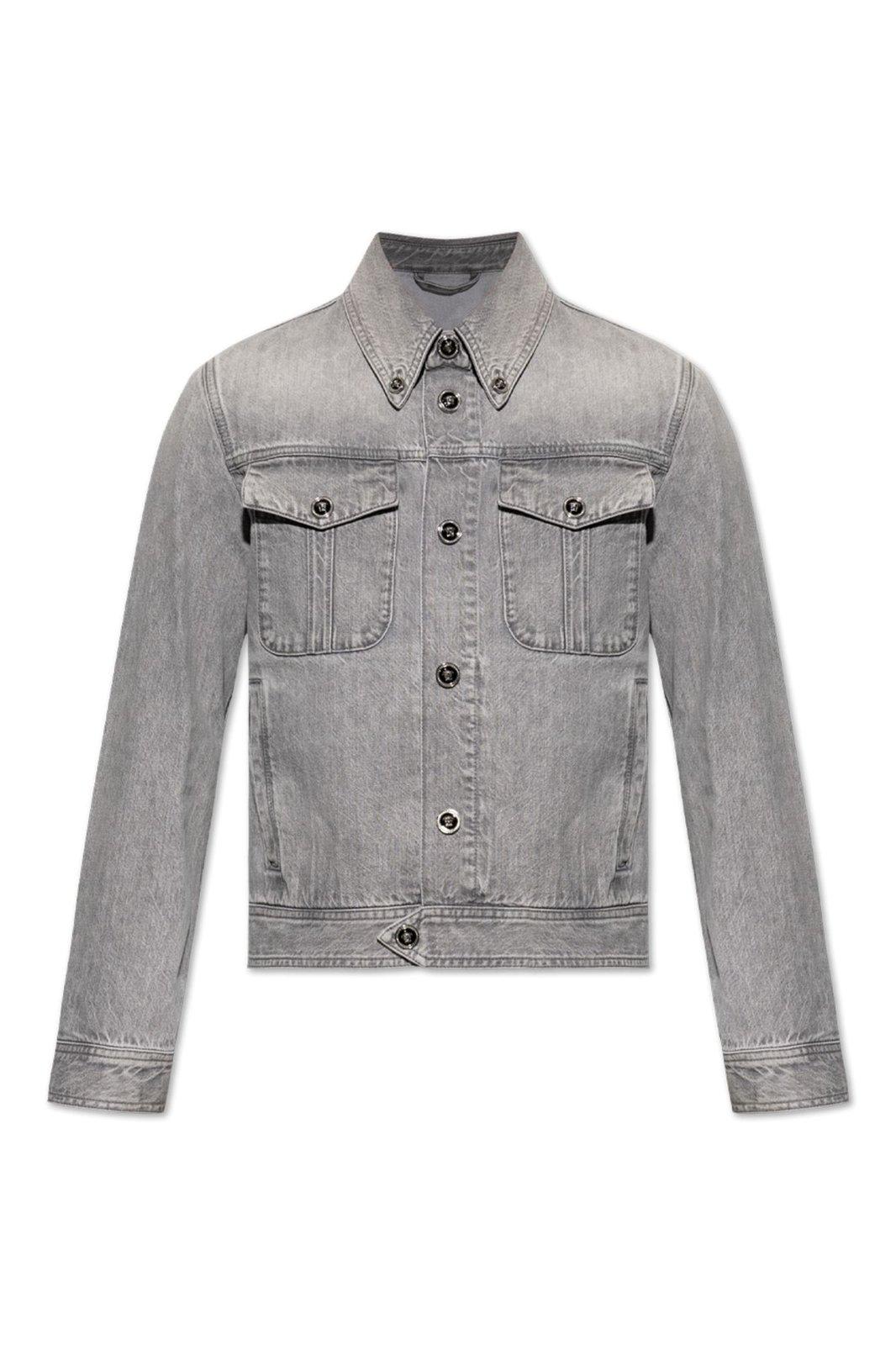 Medusa Head-buttons Long-sleeved Denim Jacket