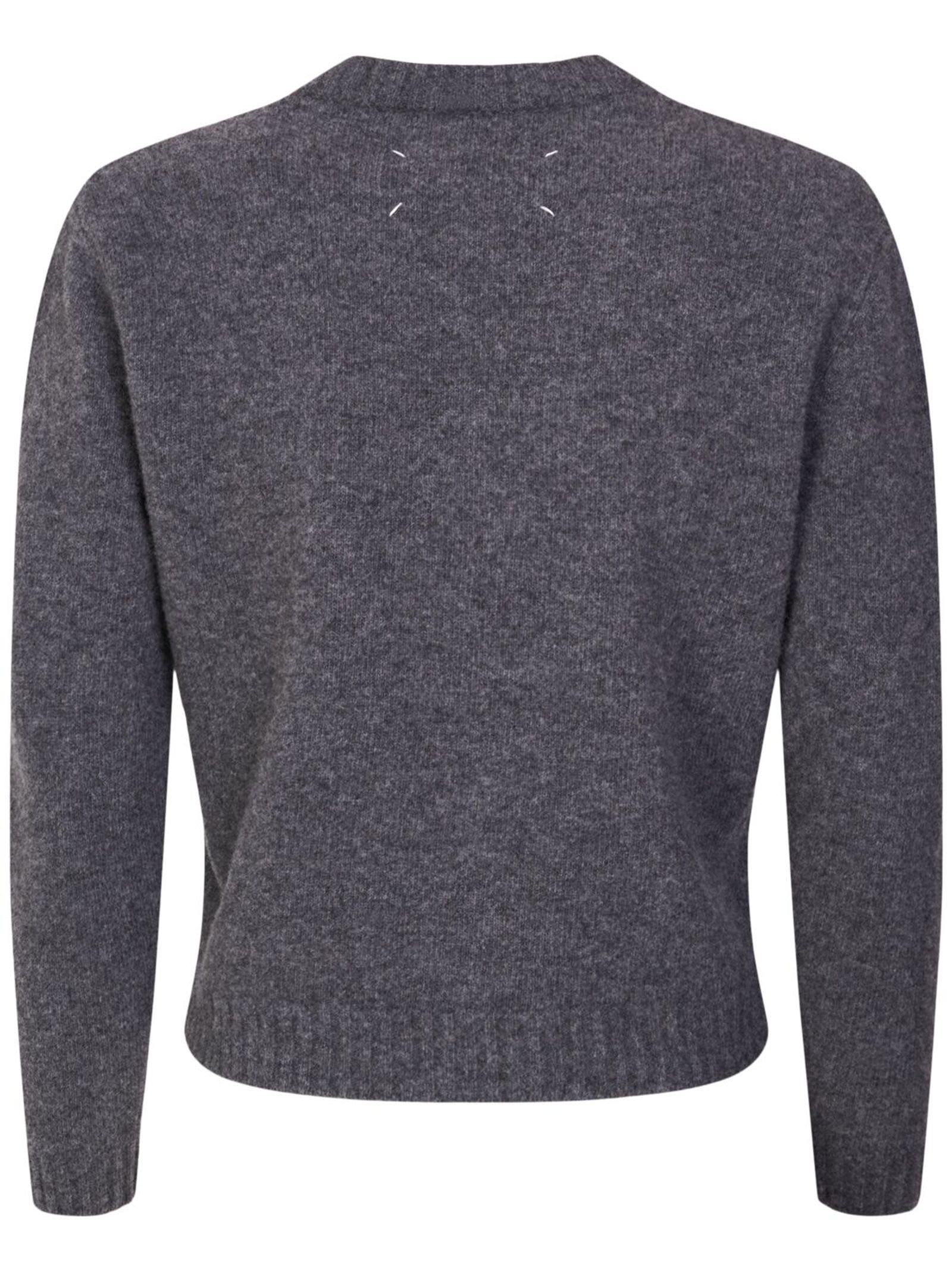 Shop Maison Margiela Grey Wool Cardigan