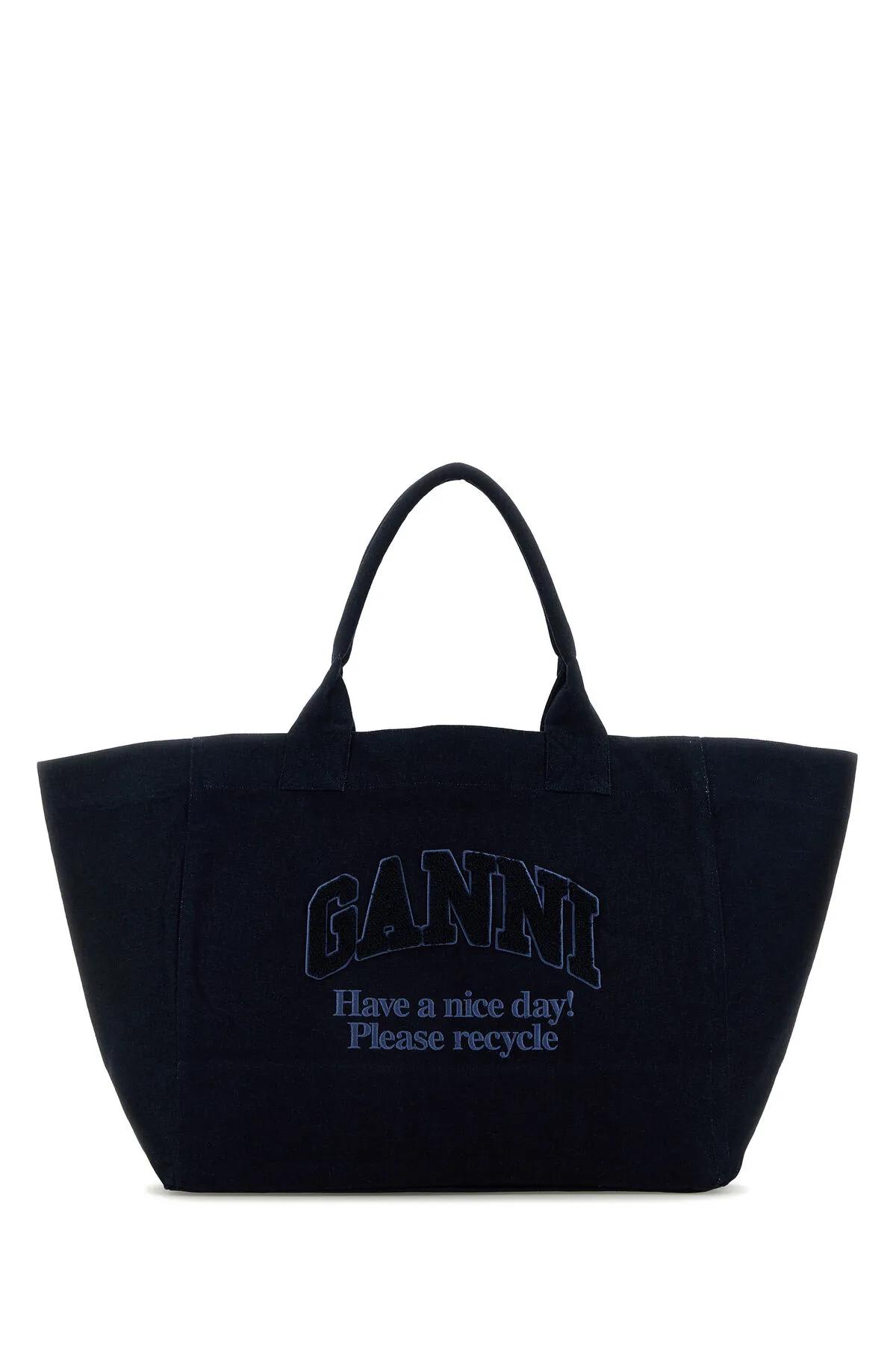 Midnight Blue Denim Shopping Bag