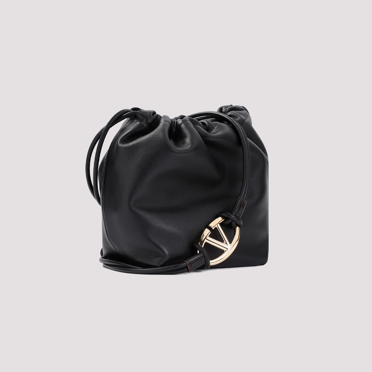 Shop Valentino Vlogo Drawstring Bucket Bag In No Nero