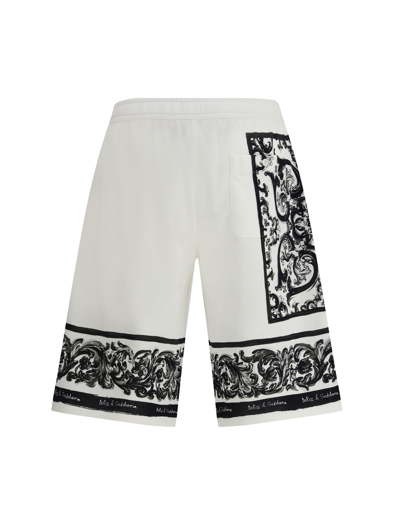 Dolce & Gabbana Majolica-print Knee Length Bermuda Shorts With Side And Back Pockets In Neutral