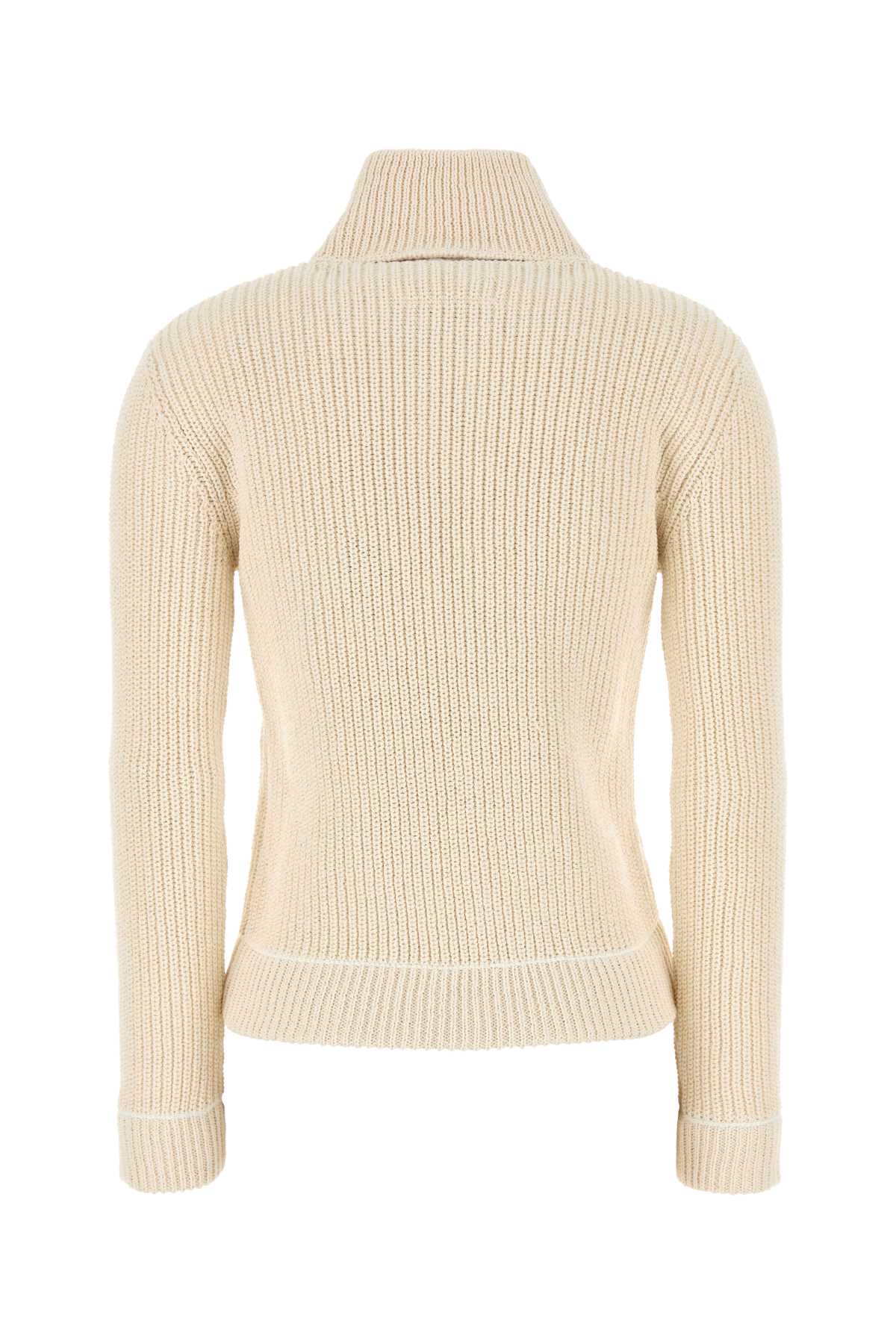 Shop Mm6 Maison Margiela Ivory Cotton Blend Cardigan In Cream