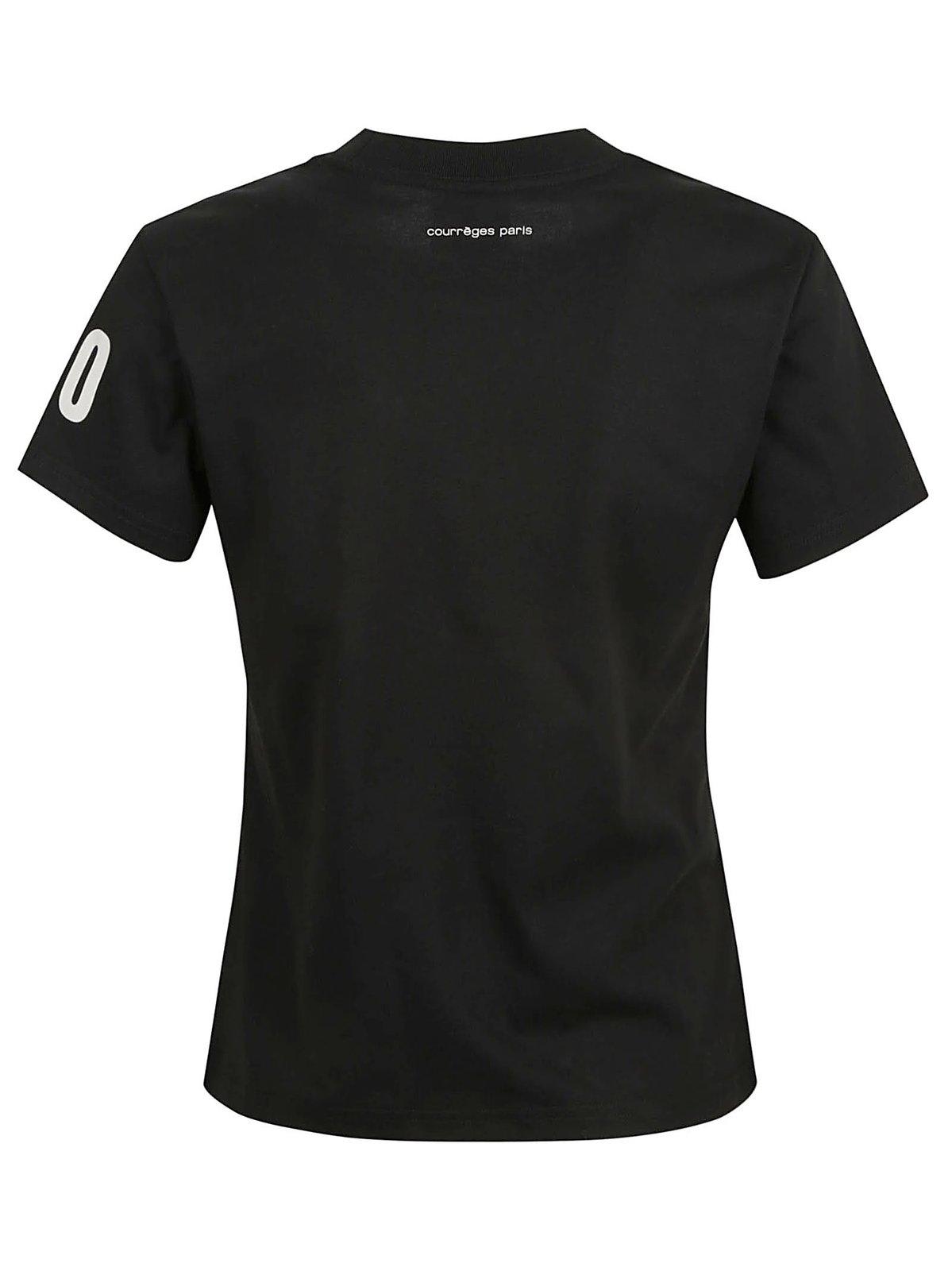 Shop Courrèges Logo Printed Crewneck T-shirt In Black