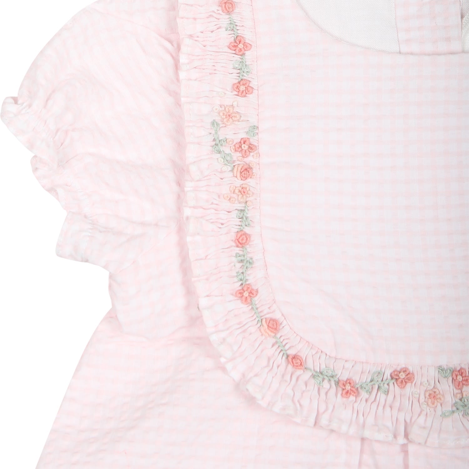Shop Tartine Et Chocolat Pink Romper For Baby Girl With Liberty Fabric