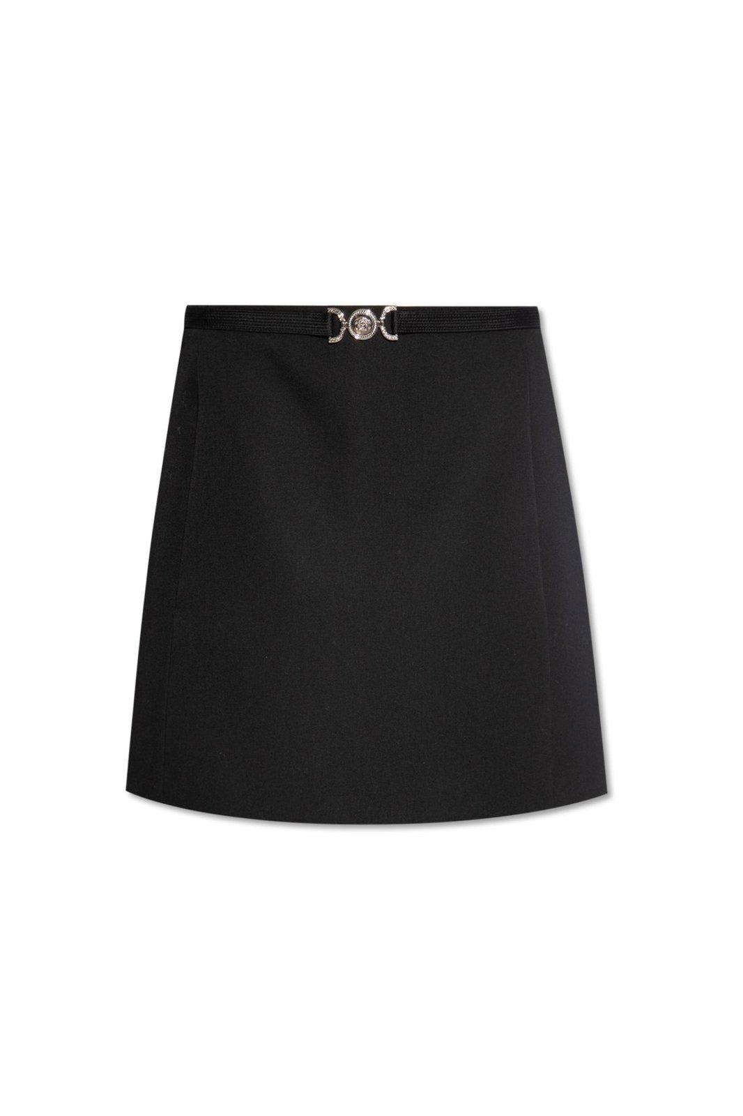 Shop Versace Medusa 95 A-line Mini Skirt In Nero