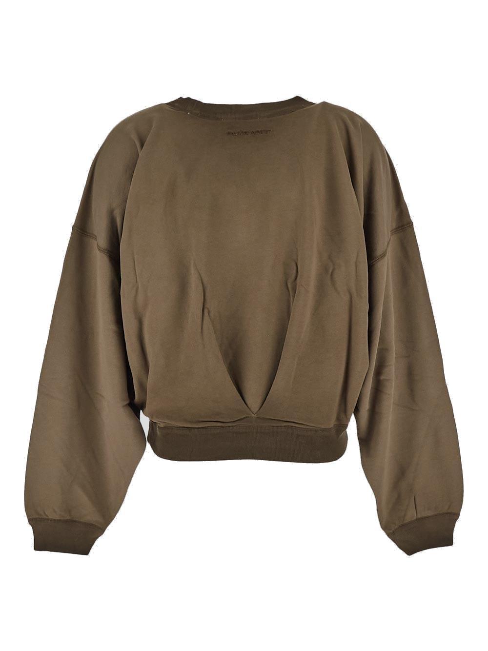 Shop Marant Etoile Sheila Crewneck Cropped Sweatshirt In Verde