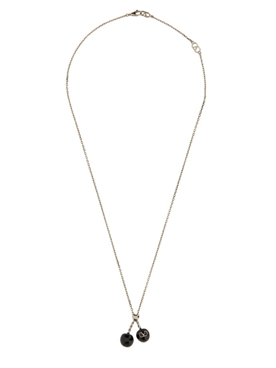 Valentino Garavani Garavani Chez Necklace In Metal And Enamel In Palladium