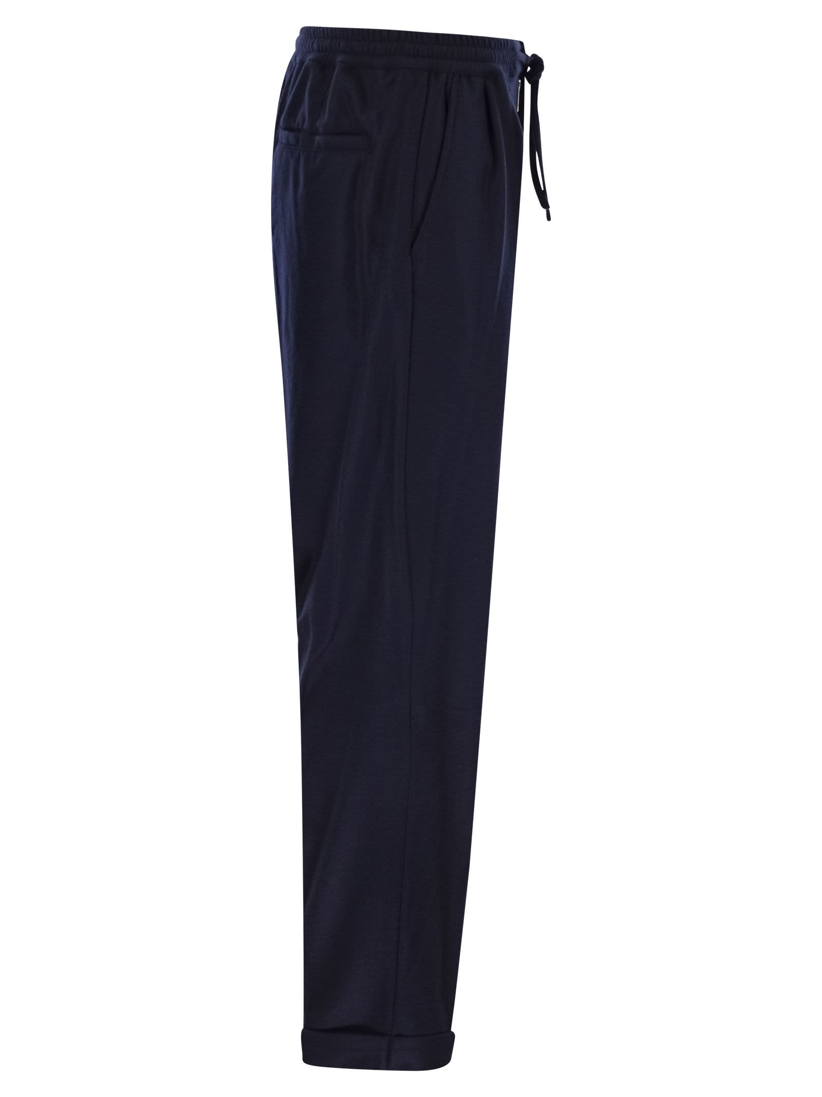 Fedeli Harvard Soft Cashmere Flannel Trousers In Blue