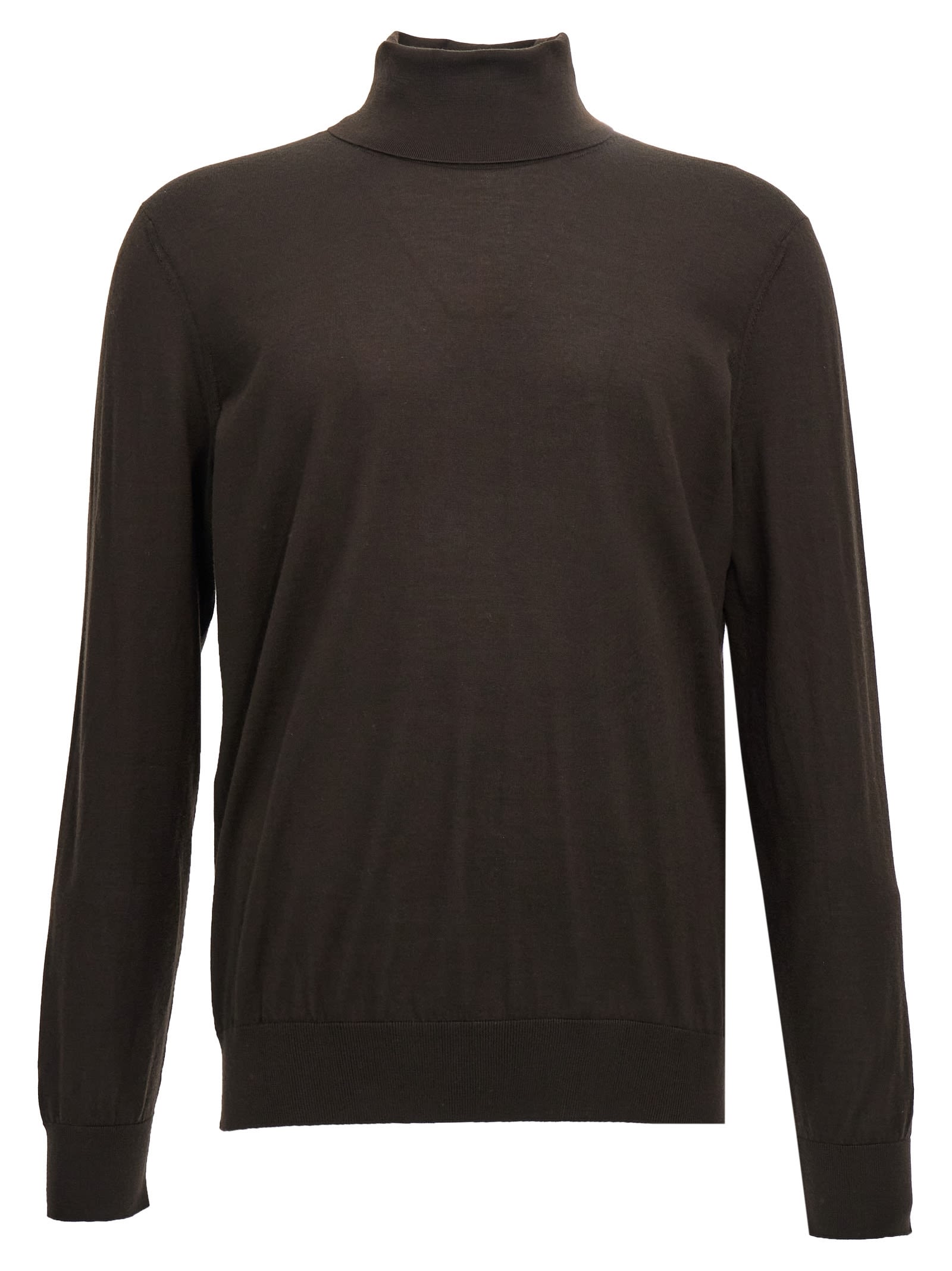 Shop Zegna Silk Cashmere Turtleneck Sweater In Brown