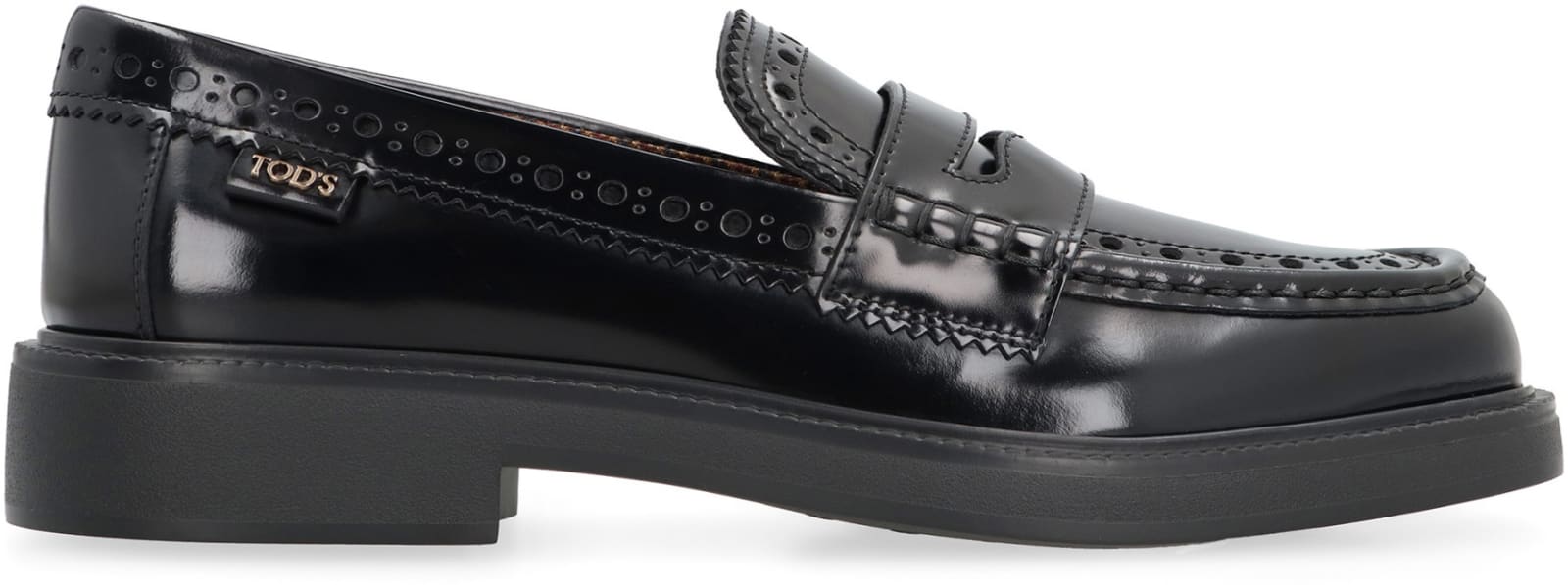 Shop Tod's Perforated Loafers In B999