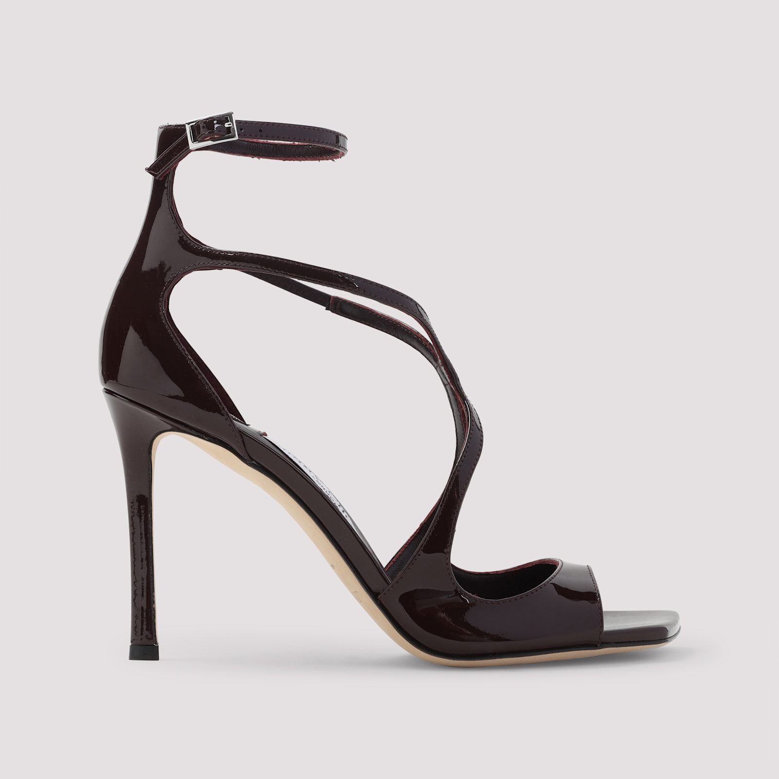 Jimmy Choo Azia 95 Sandals In Bordeaux Patent Leather In Burgundy