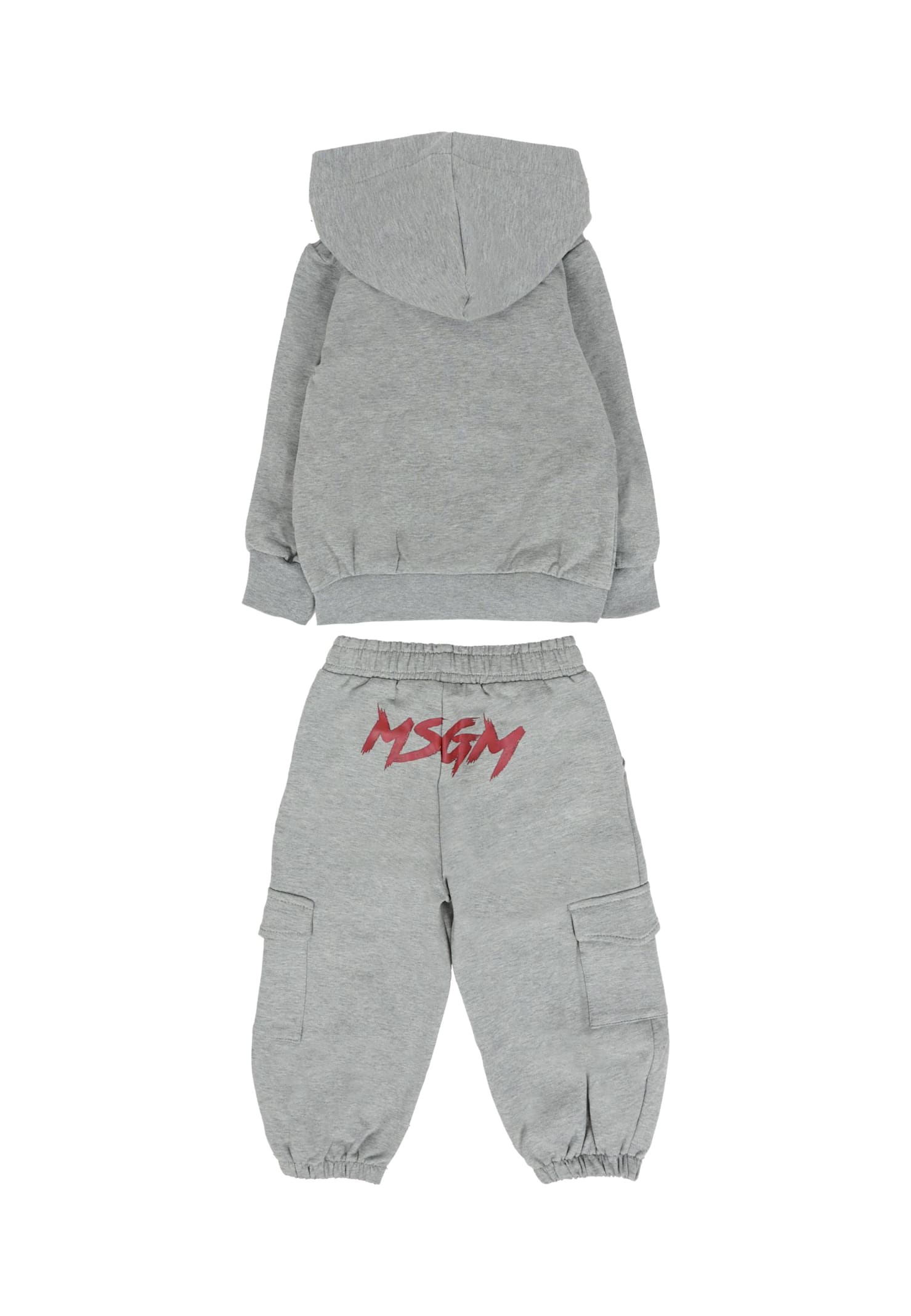 Msgm Grey Suit For Baby Boy With Logo In Gray