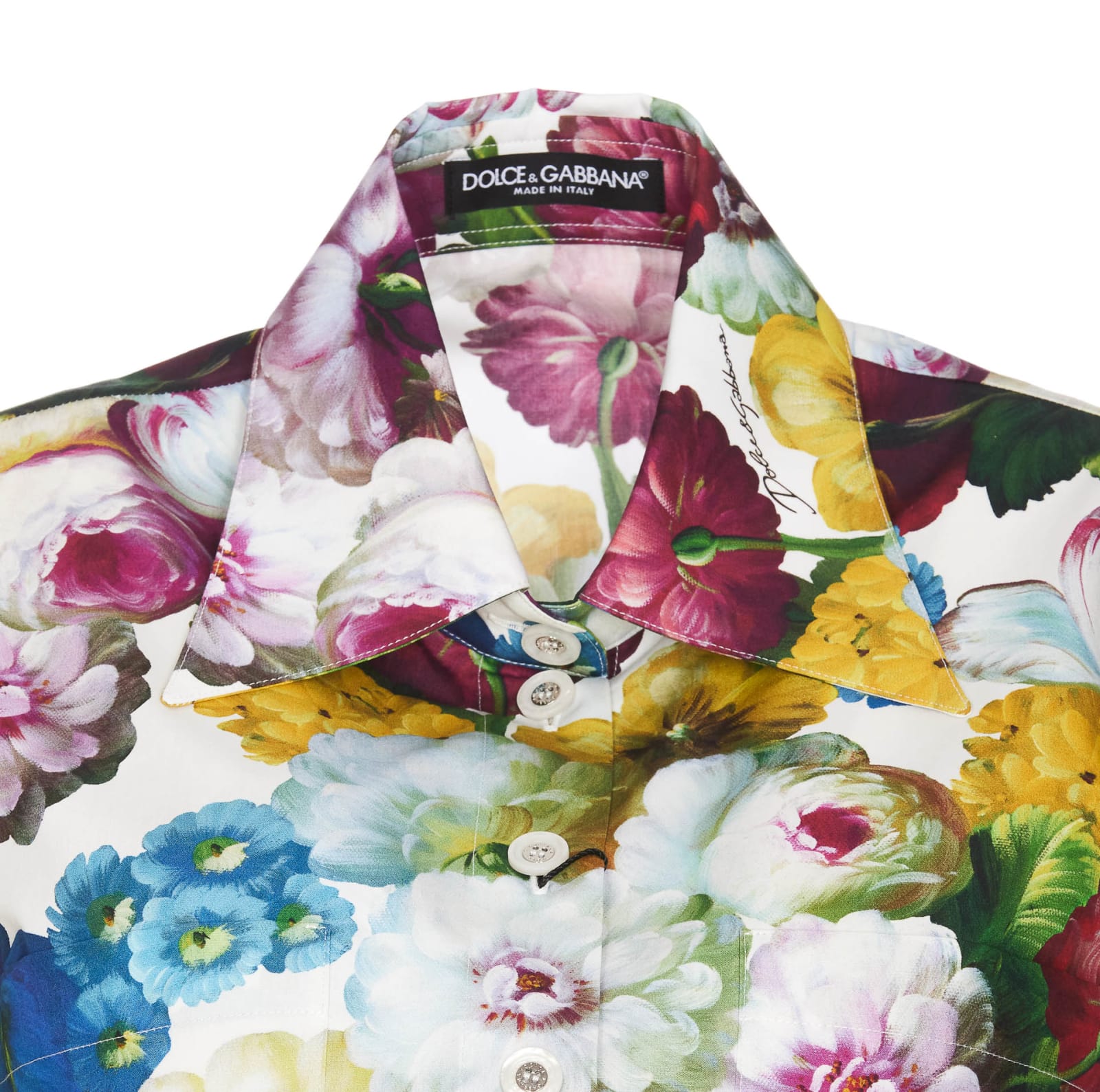 Shop Dolce & Gabbana Cropped Shirt In Multicolour