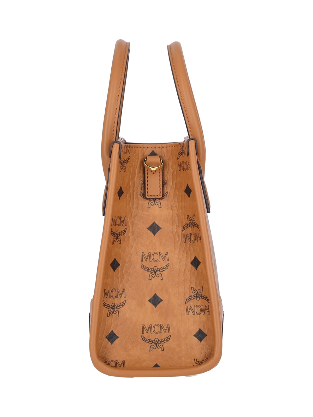 Shop Mcm Small Tote Bags München In Brown