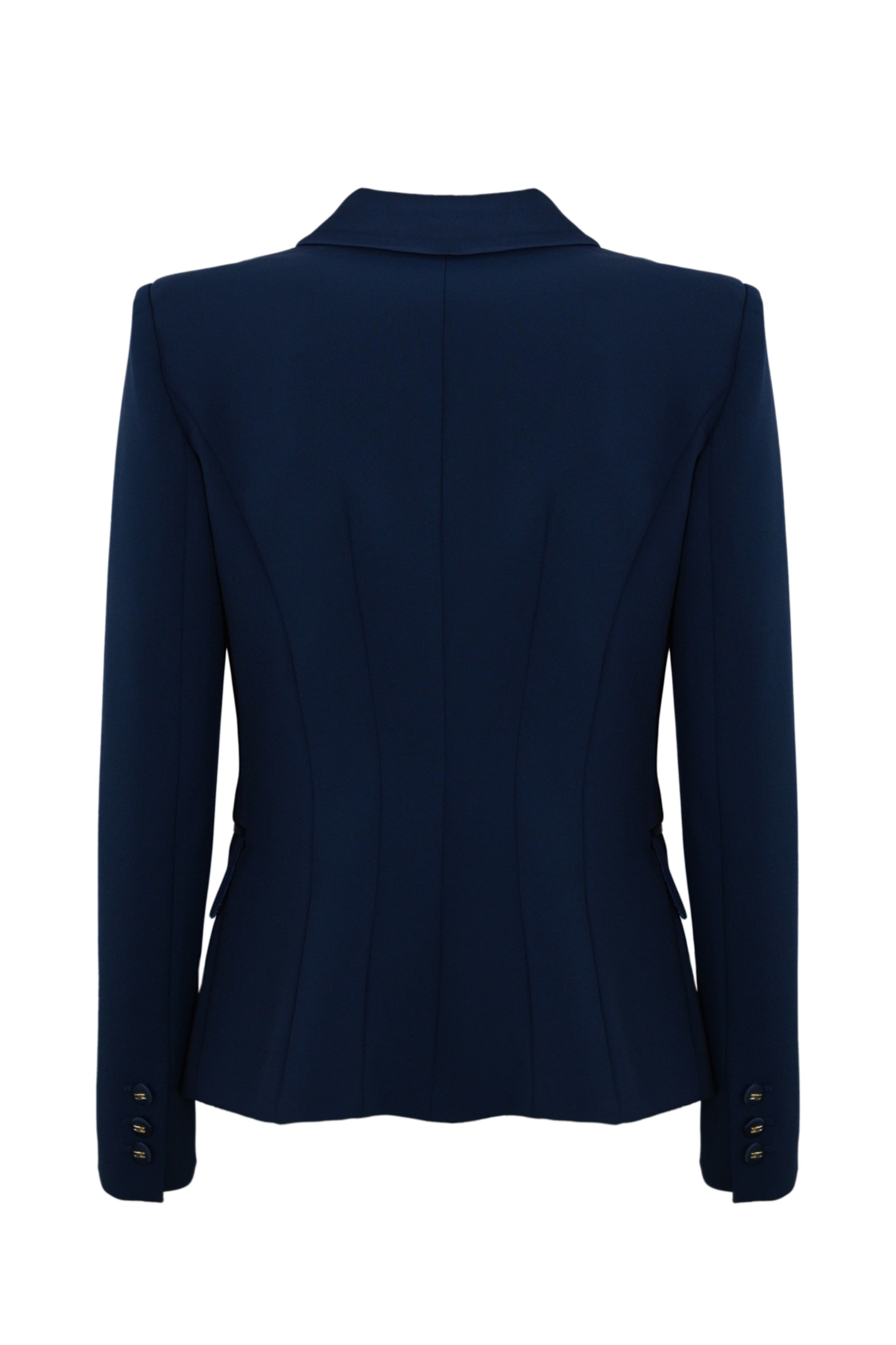 Elisabetta Franchi Crepe Jacket With Satin Details In Blue