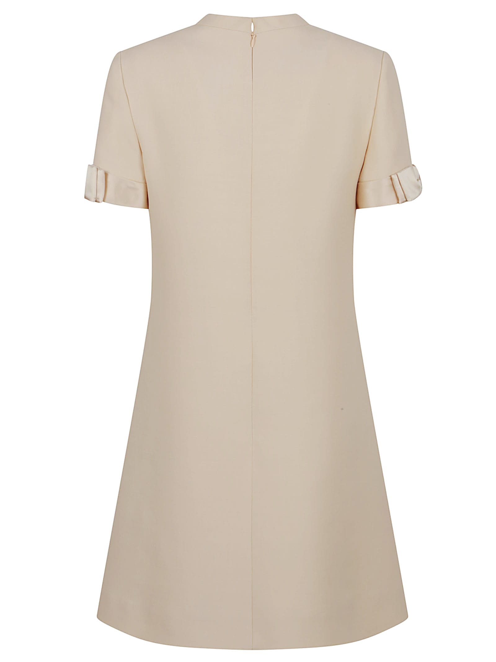 Valentino Garavani Slightly Flared Beige Crepe Couture Dress With Bow Detail In Nude