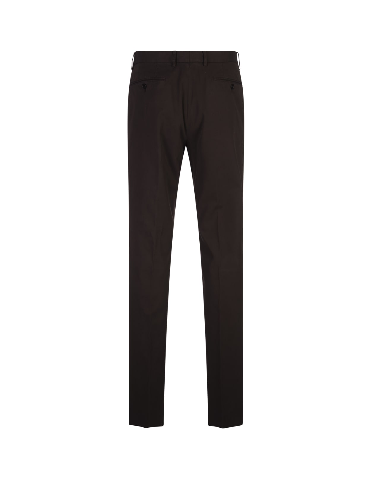 Shop Zegna Brown Stretch Cotton Slim Fit Trousers