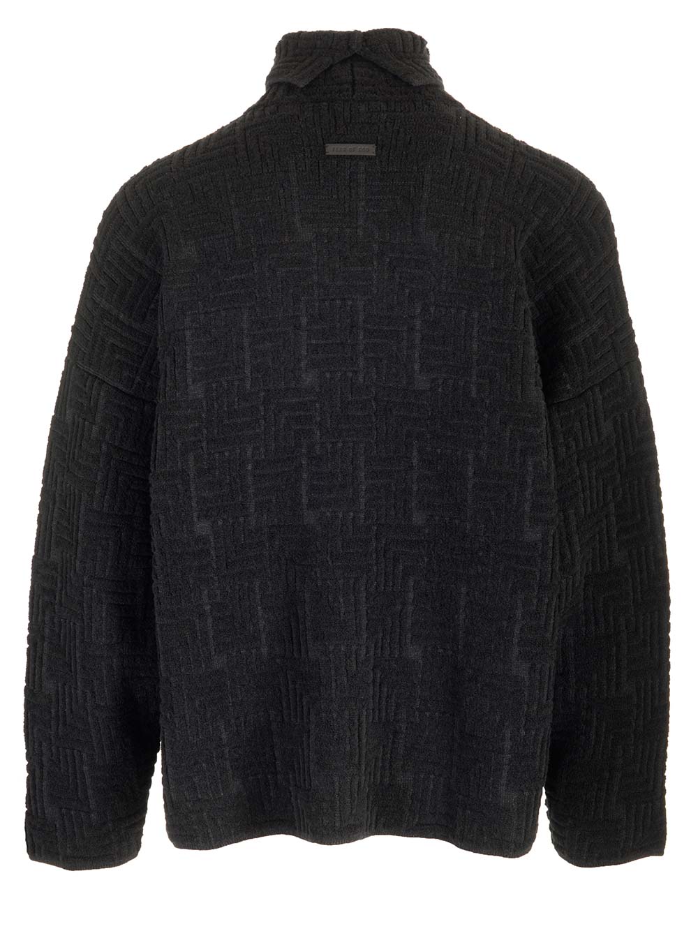 Shop Fear Of God Black Turtleneck In Jacquard Wool