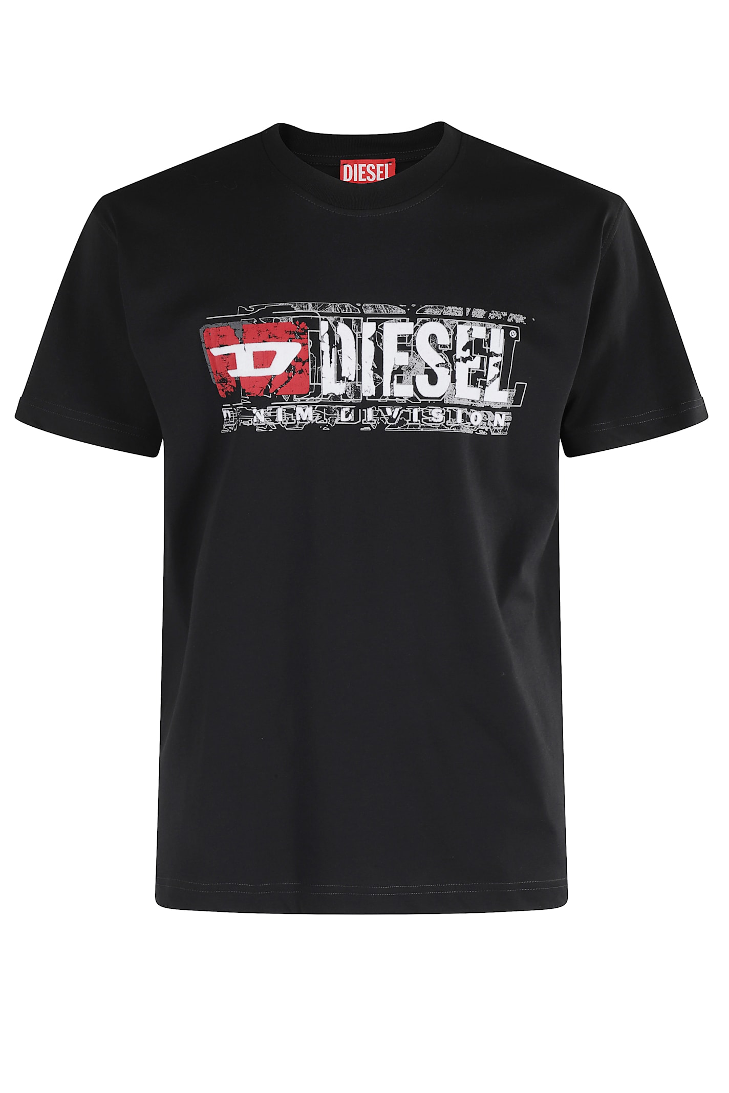 Diesel Men Crew-neck T-shirt With Print In Black