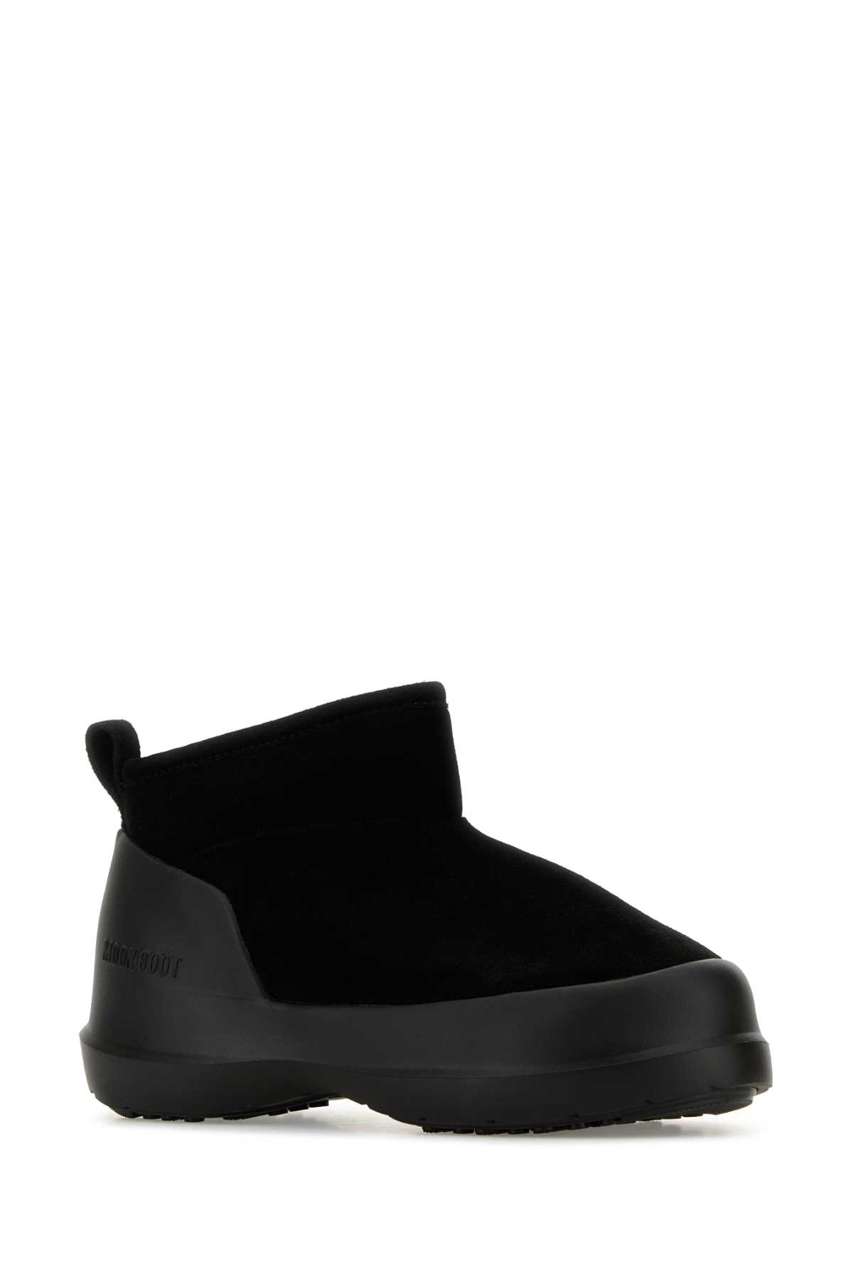 Moon Boot Black Suede Luna Low Ankle Boots In Black