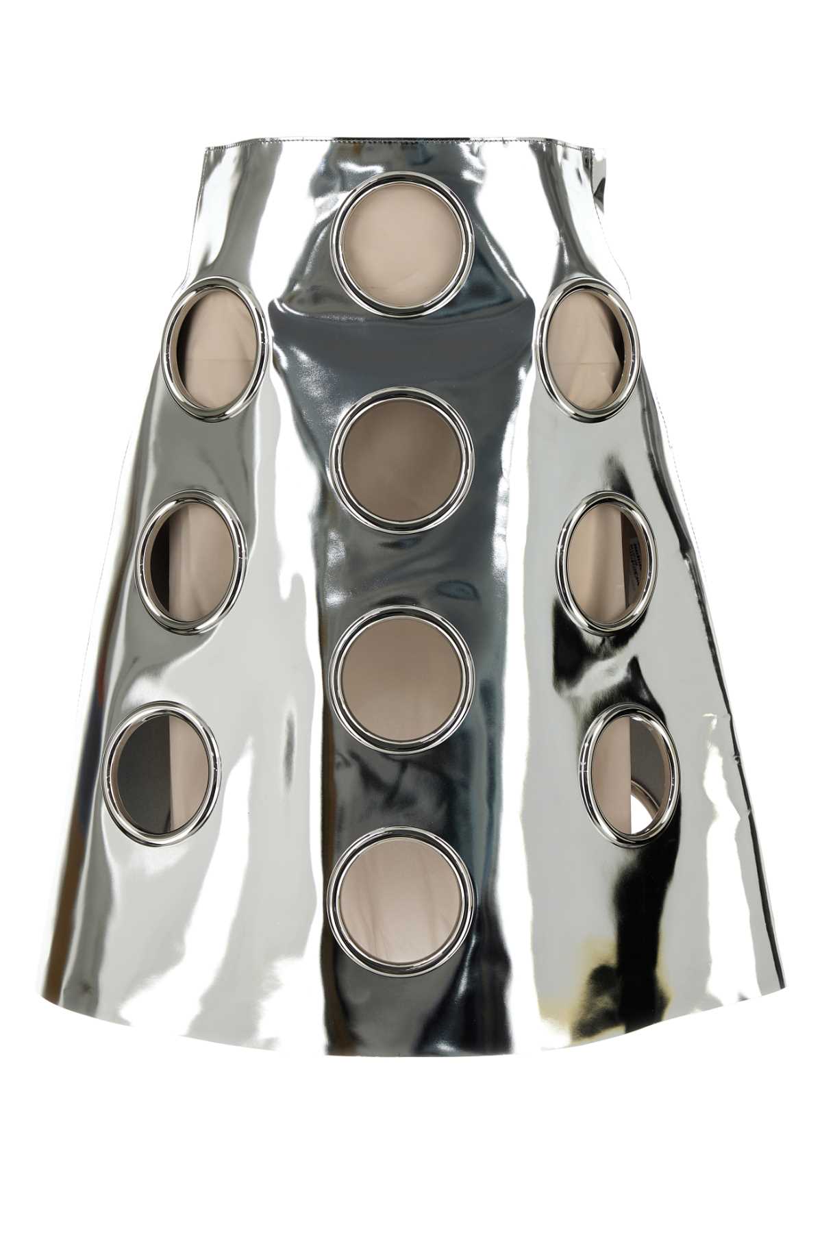 Prada Silver Leather Skirt