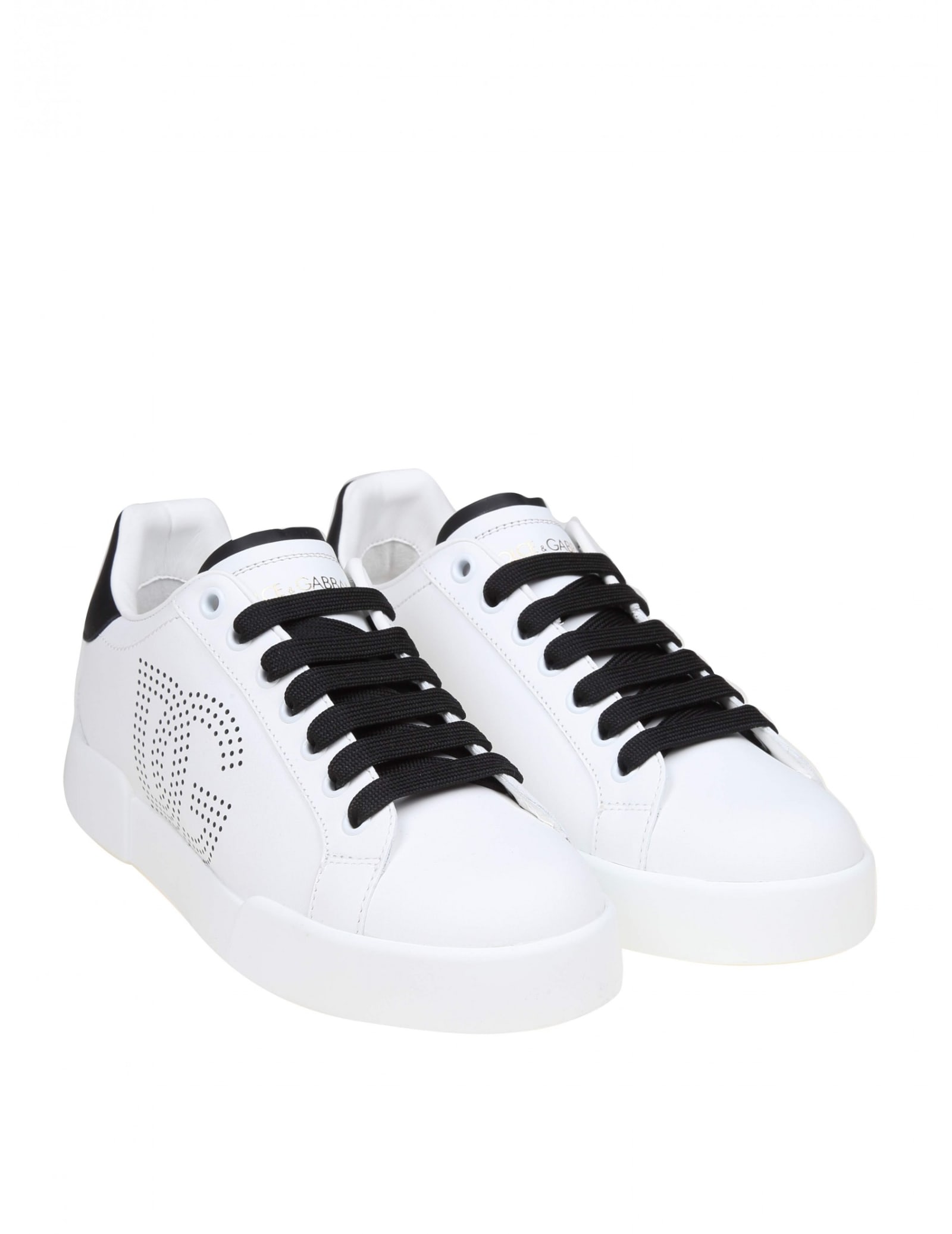 Shop Dolce & Gabbana Portofino Light Sneakers In Black And White Leather In White/black